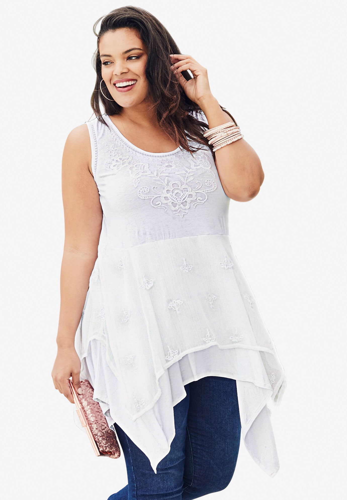 Layered Eyelet Tunic Plus Size Tunics Full Beauty
