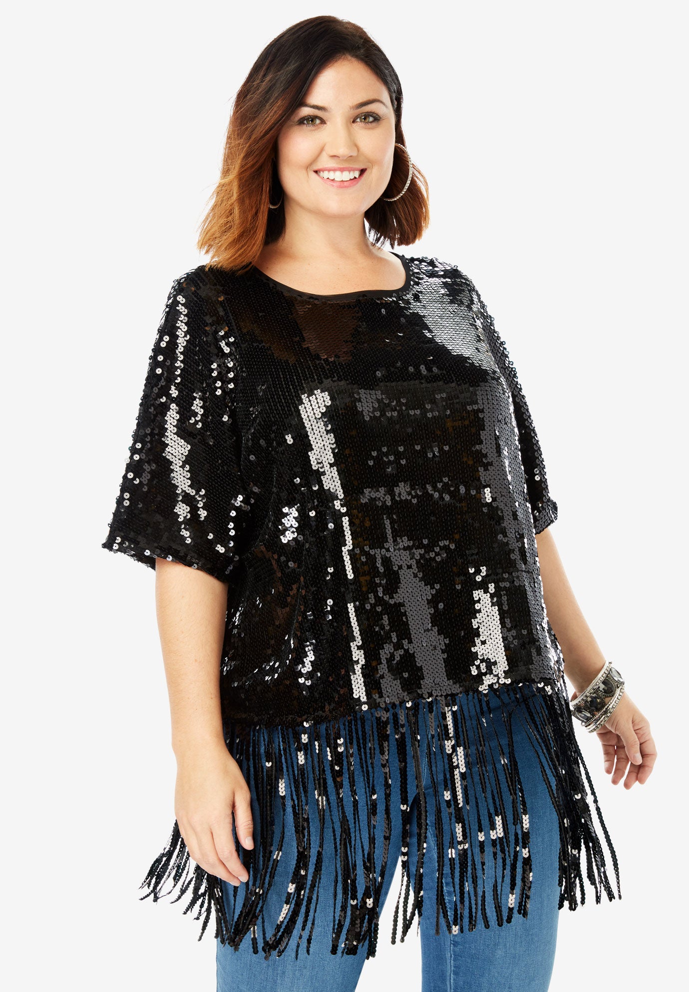 Sequin Fringe Tee| Plus Size T-Shirts | Fullbeauty