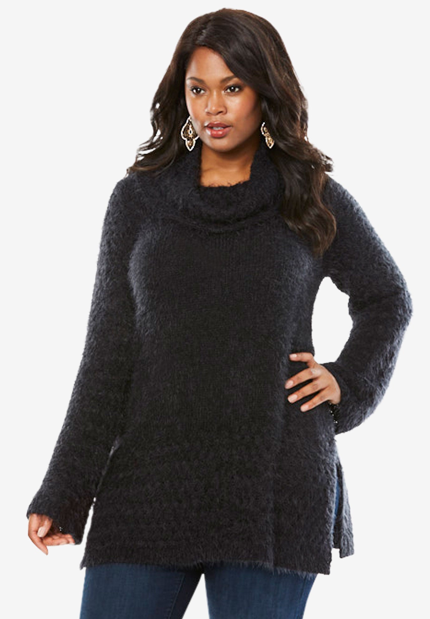 Eyelash Cowl Neck Sweater Plus Size Sweaters & Cardigans Full Beauty