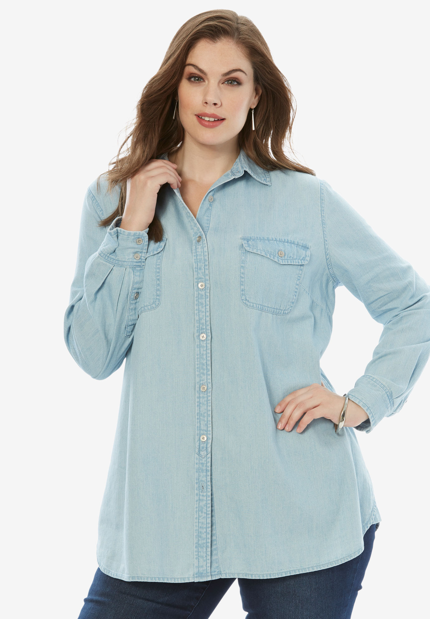 Olivia Denim Shirt by Denim 24/7® | Plus Size Shirts & Blouses | Full ...