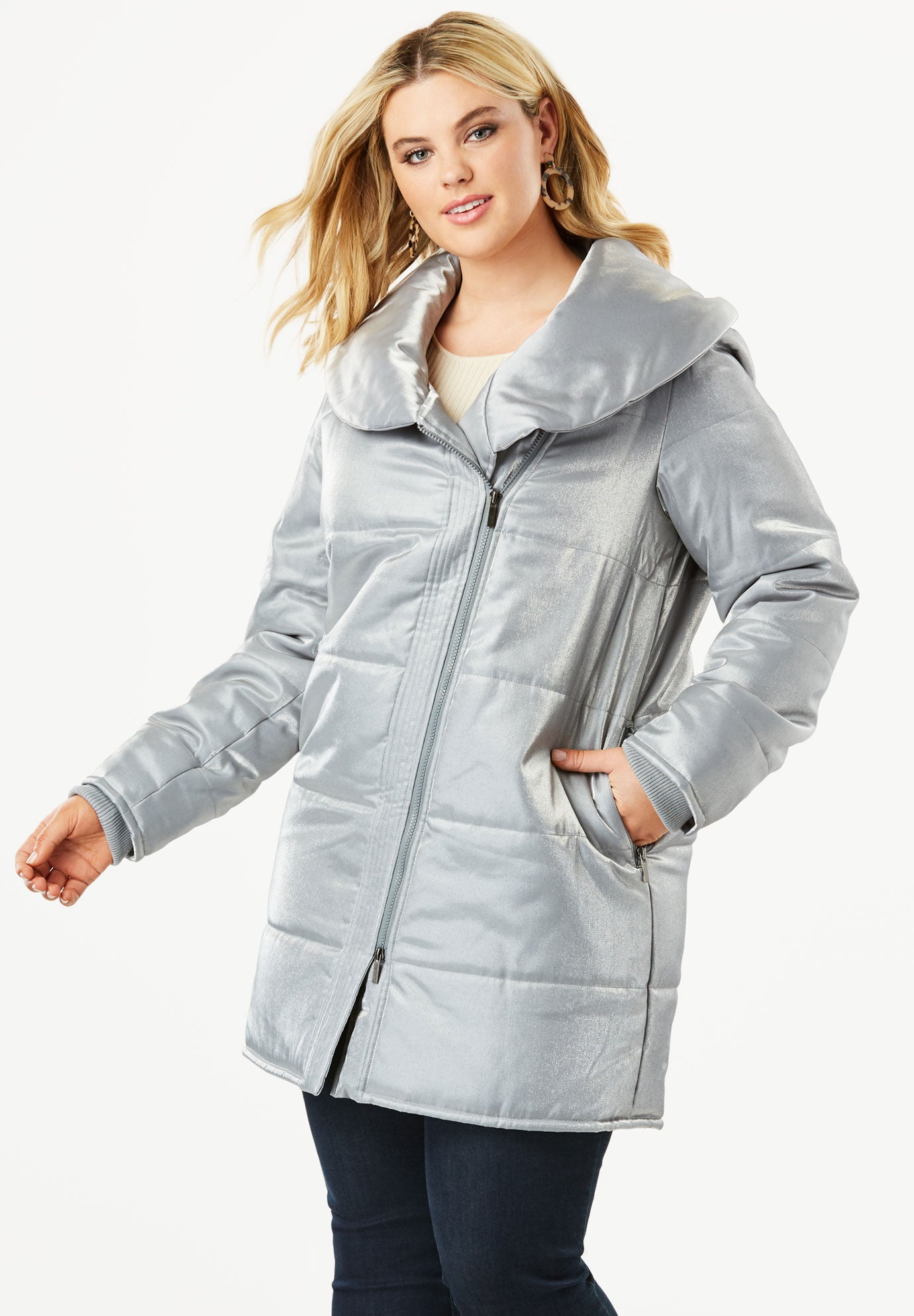 Shawl Collar Puffer Coat Plus Size Coats Full Beauty