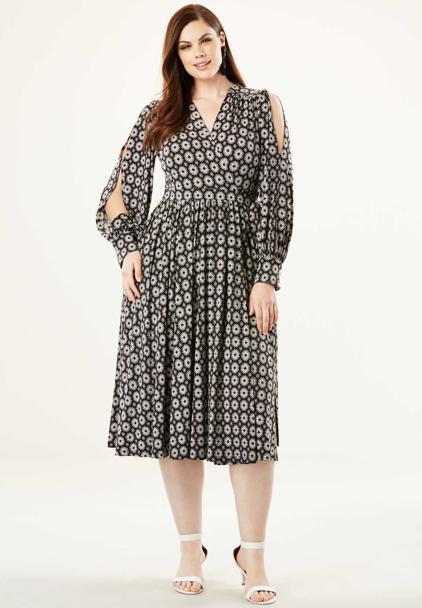 balloon sleeve wrap dress