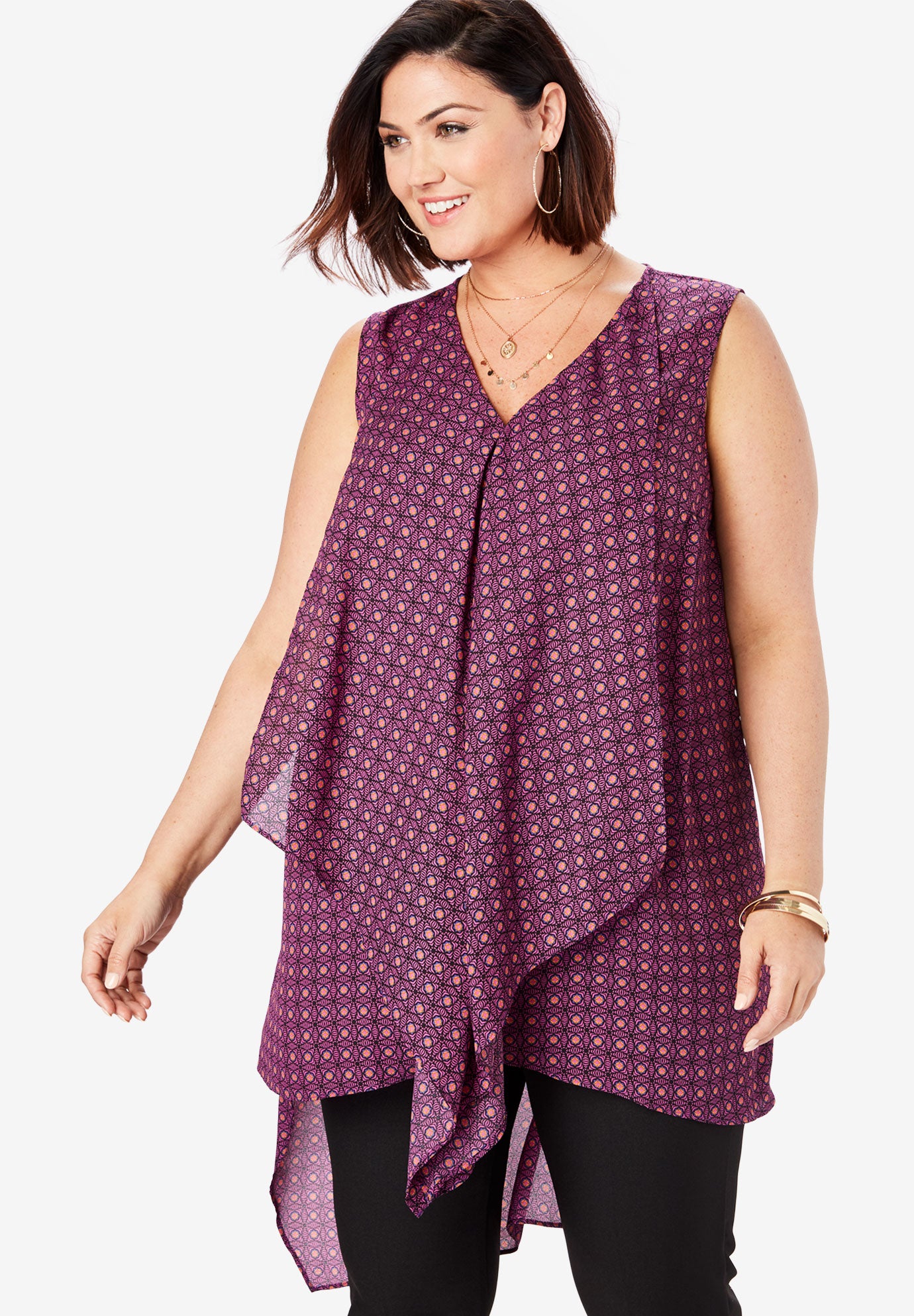 Sleeveless Overlay Tunic Fullbeauty Outlet