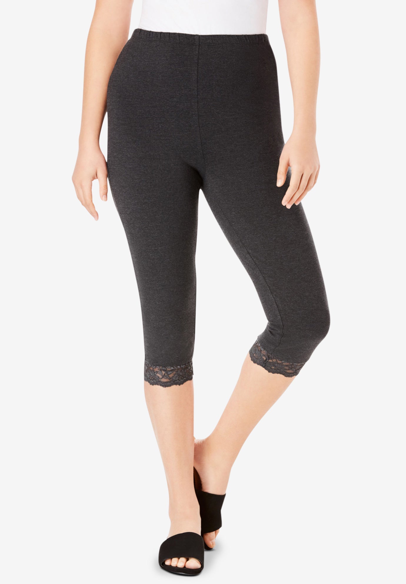 plus size capri leggings with lace
