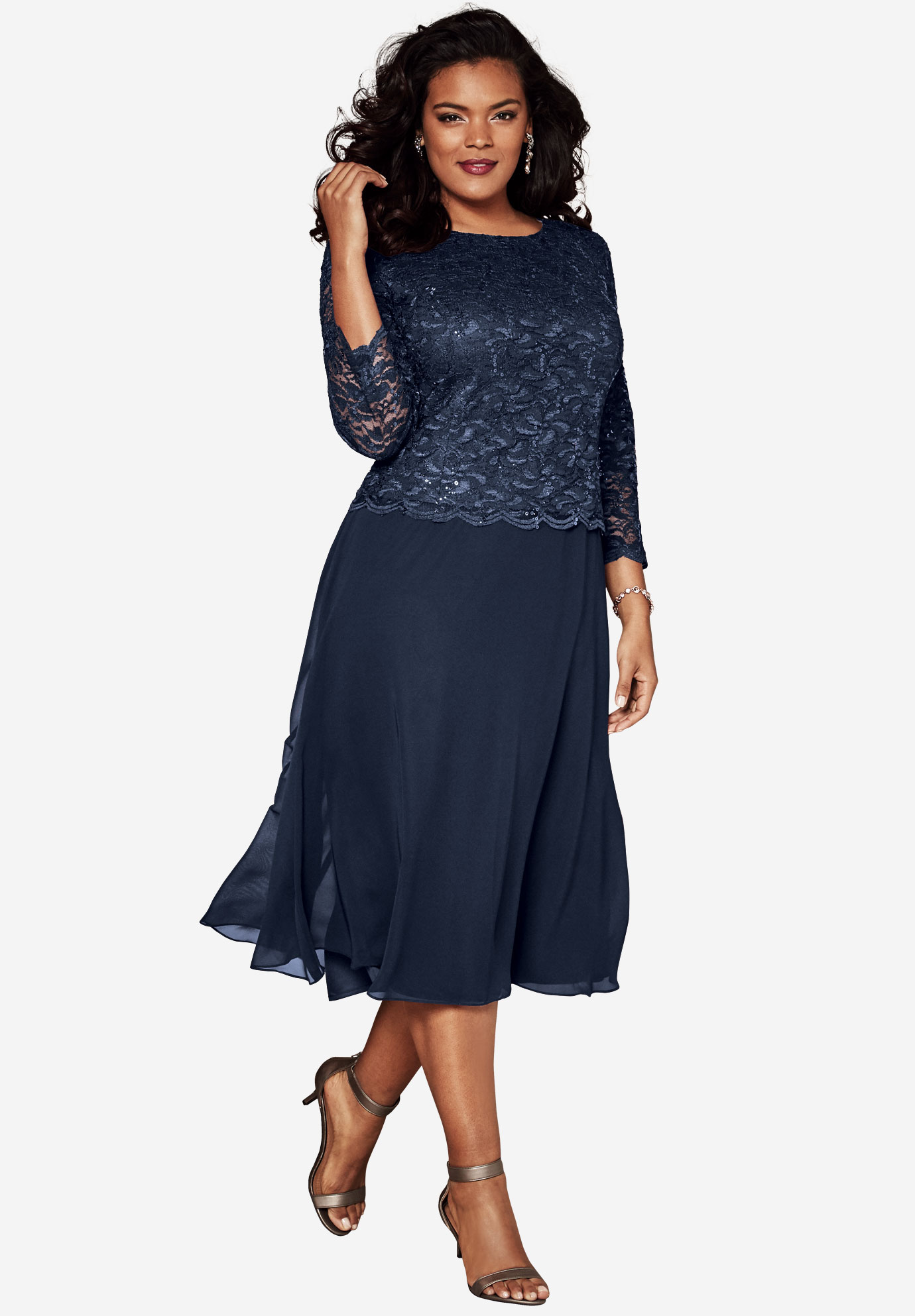 Lace Popover Dress | Plus Size Special Occasion | Full Beauty