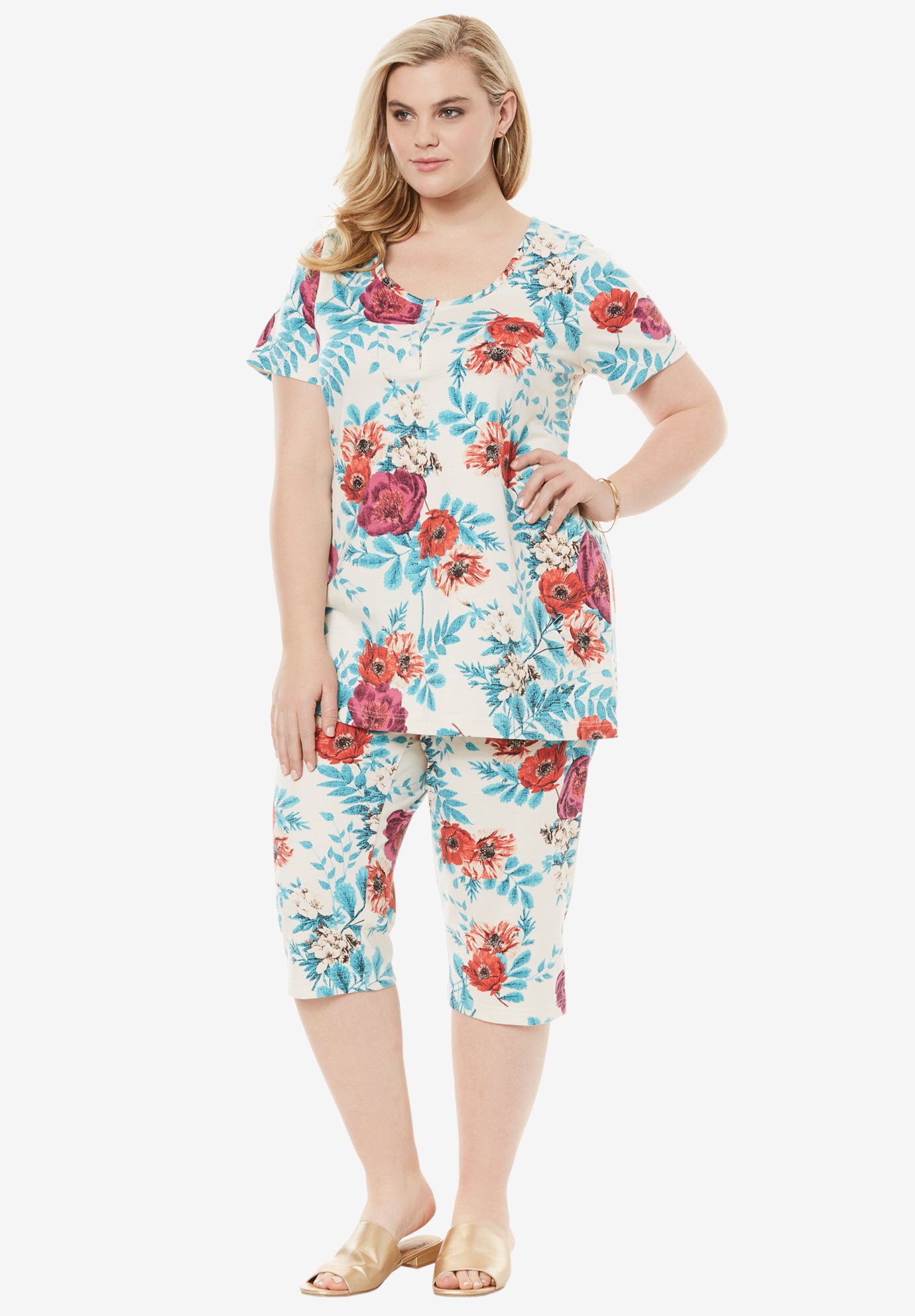 Bold Print Capri Set Plus Size Capris & Shorts Full Beauty