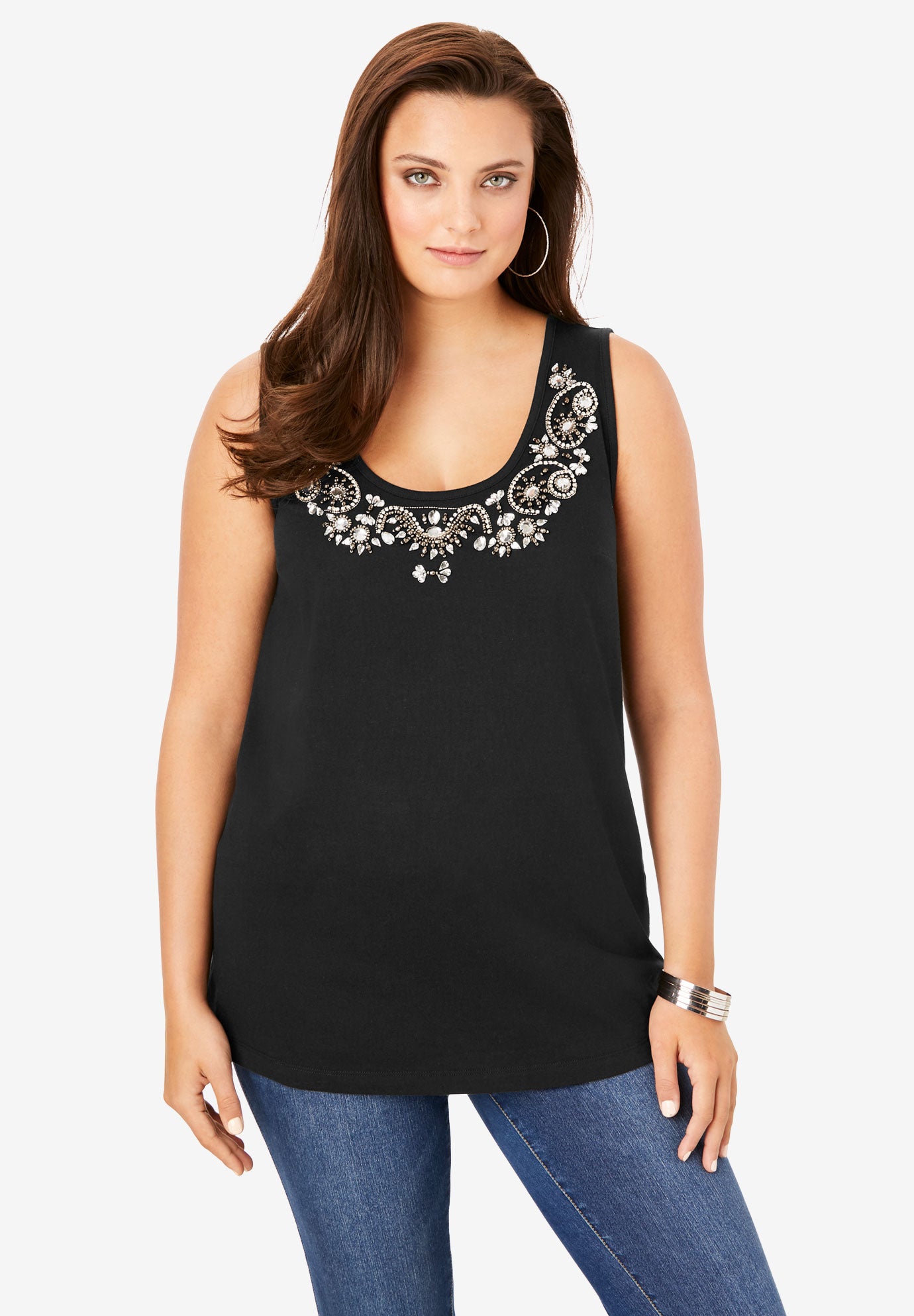Embellished Tank Top| Plus Size Tank Tops | Fullbeauty