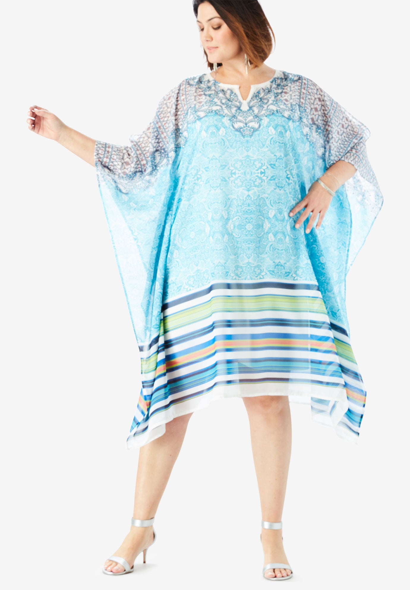 Studded Scarf Dress with Cold Shoulder Detail Fullbeauty Outlet