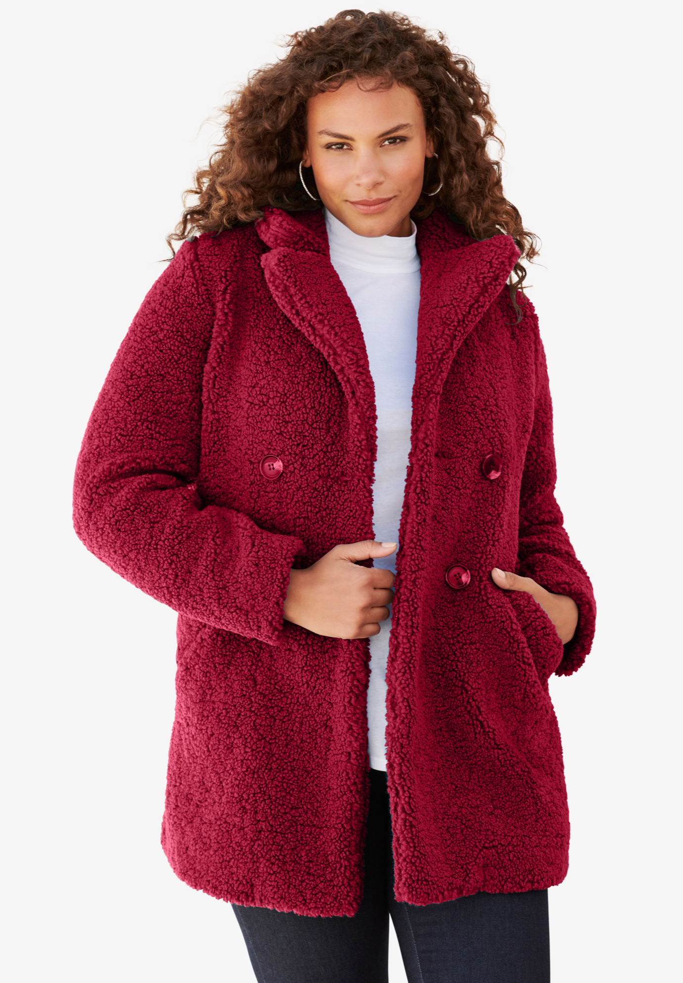 Double-Breasted Teddy Coat, 