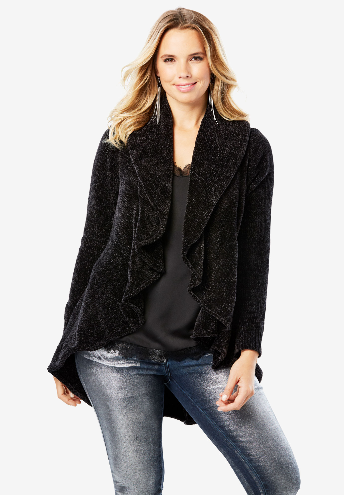 Draped Chenille Cardigan | Fullbeauty Outlet