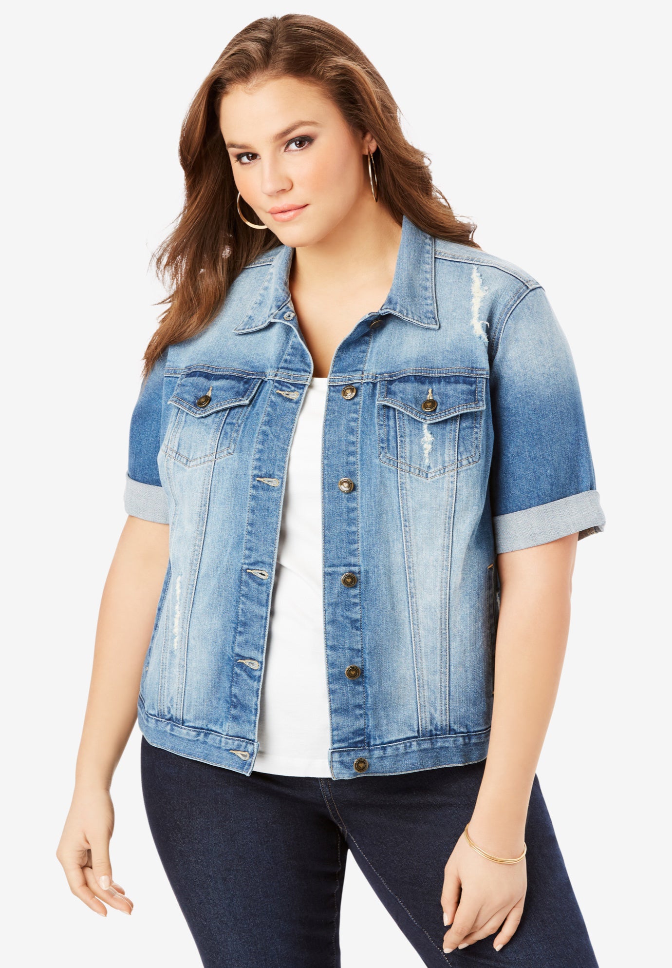 denim short sleeve jacket