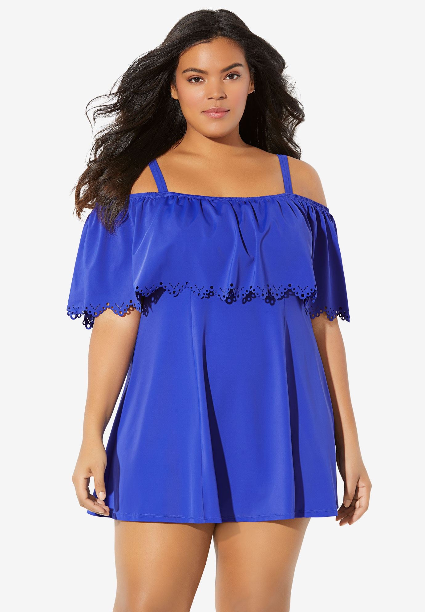 Off-The-Shoulder Swimdress by Fit 4 U™ | Plus Size Swim Dresses | Full ...