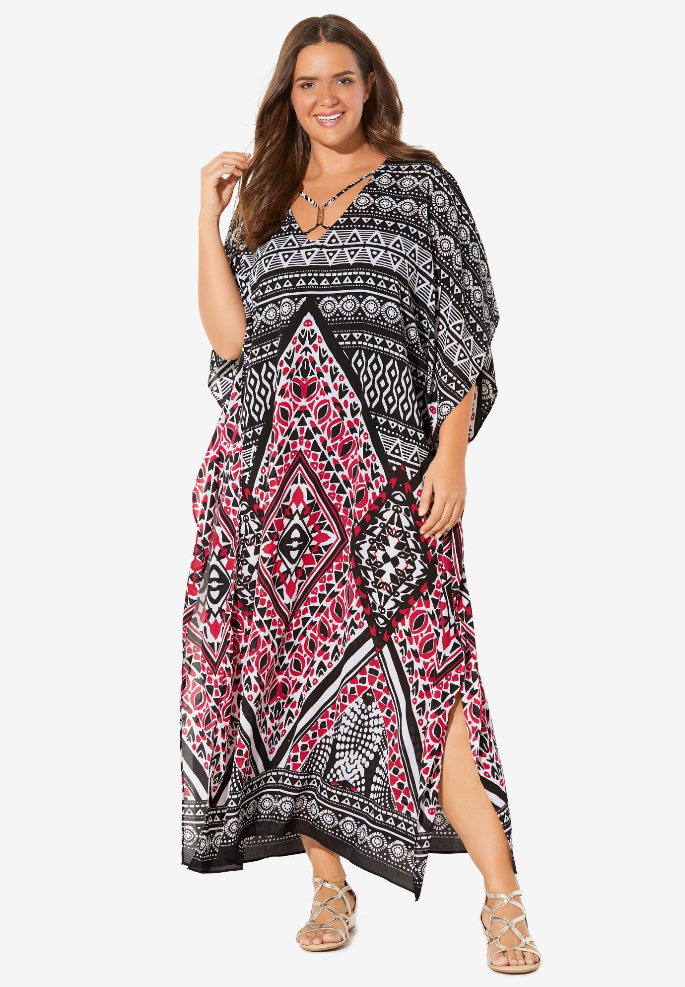 VNeck Swim Caftan Plus SizeSwimwear Fullbeauty