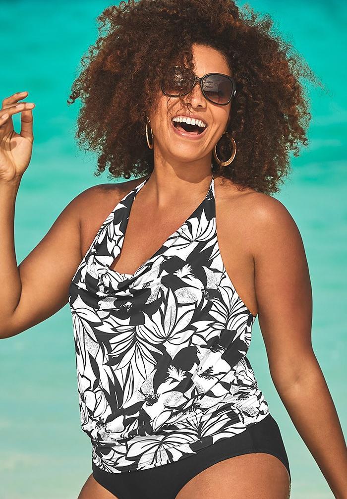 blouson swimsuit with underwire