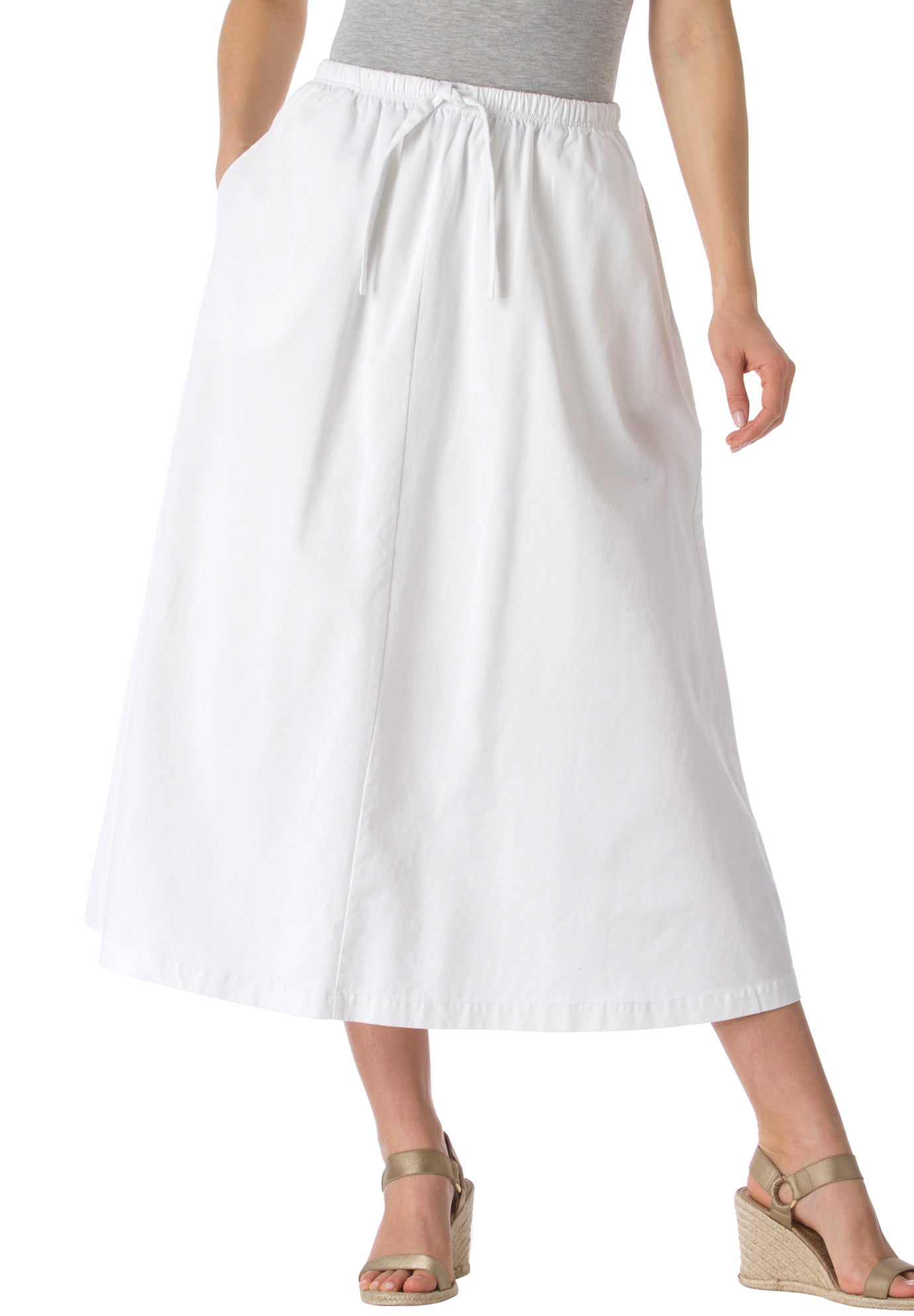 plus size white flare skirt