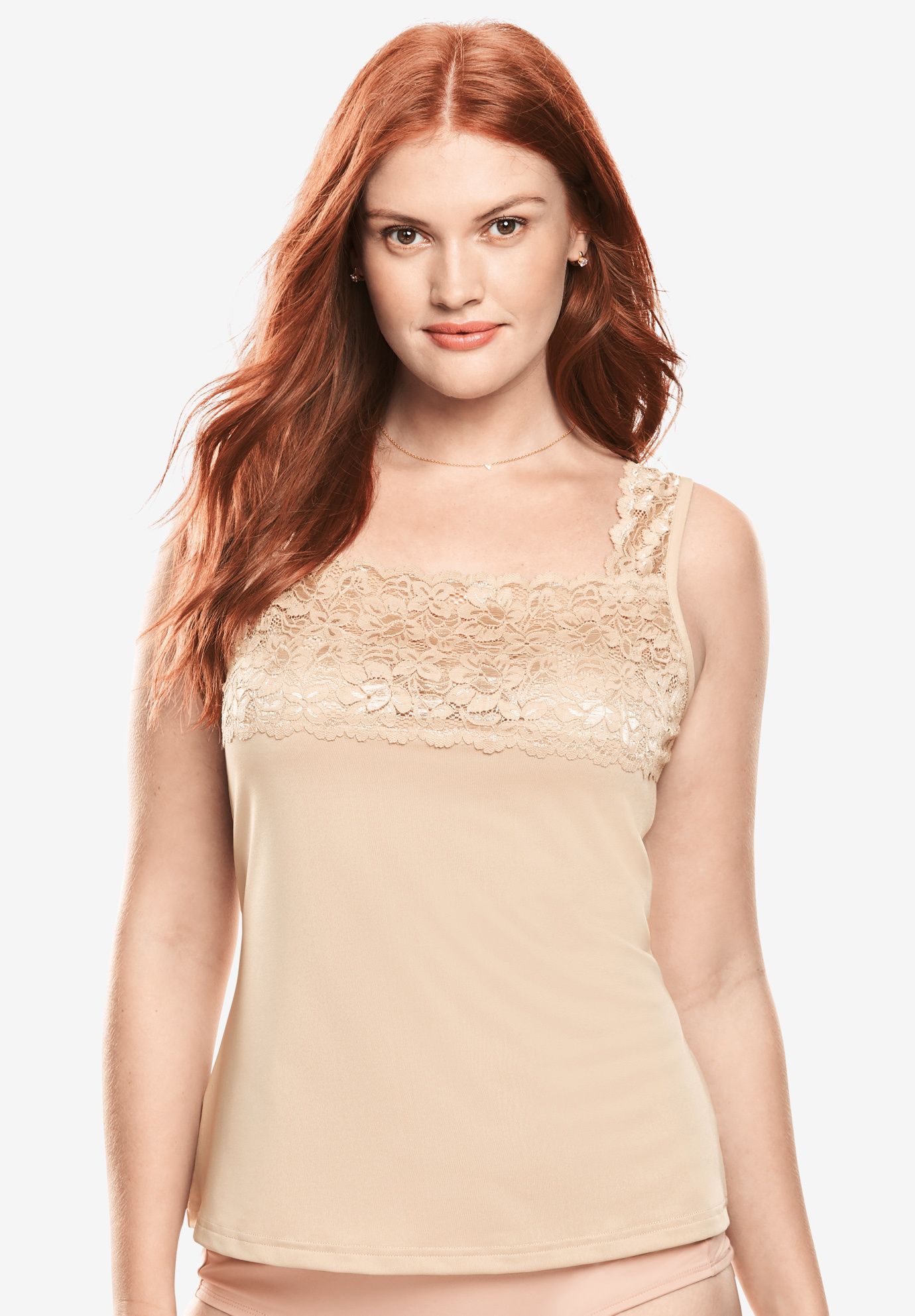 Silky Lace-Trimmed Camisole Slip , 