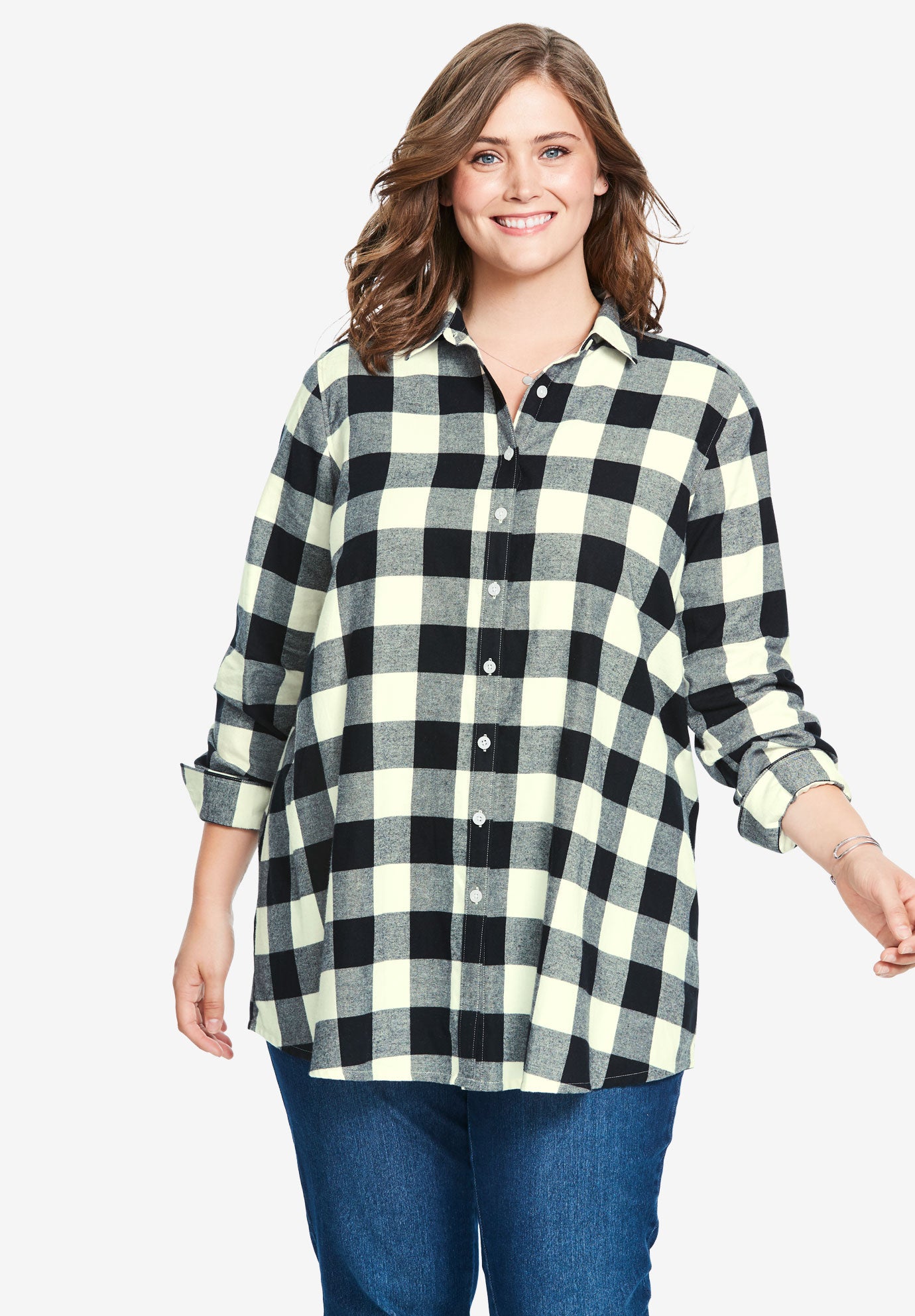 Flannel Tunic Plus Size Shirts & Blouses Fullbeauty