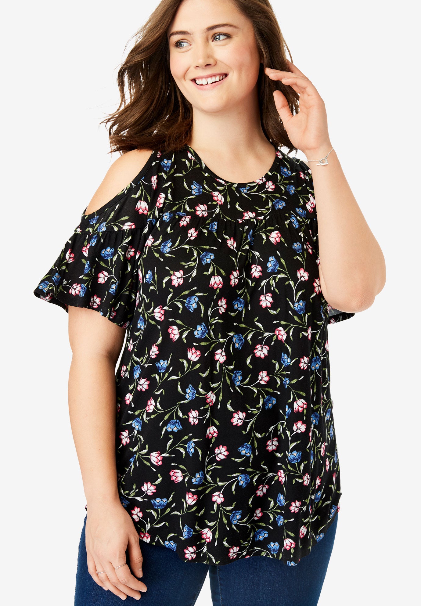 Flare Sleeve Cutout Cold-Shoulder Top by Chelsea Studio ...