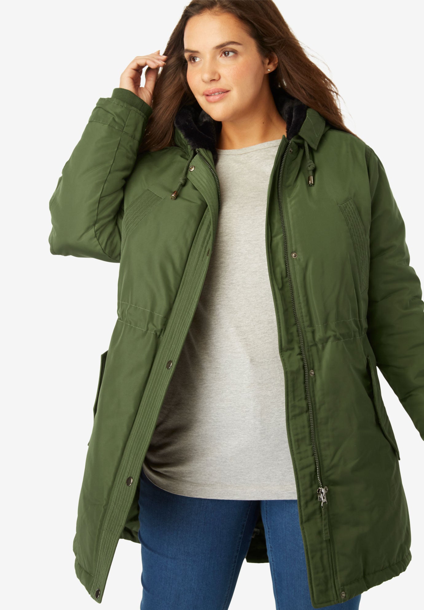 Faux Fur Trim Hooded Parka | Fullbeauty Outlet