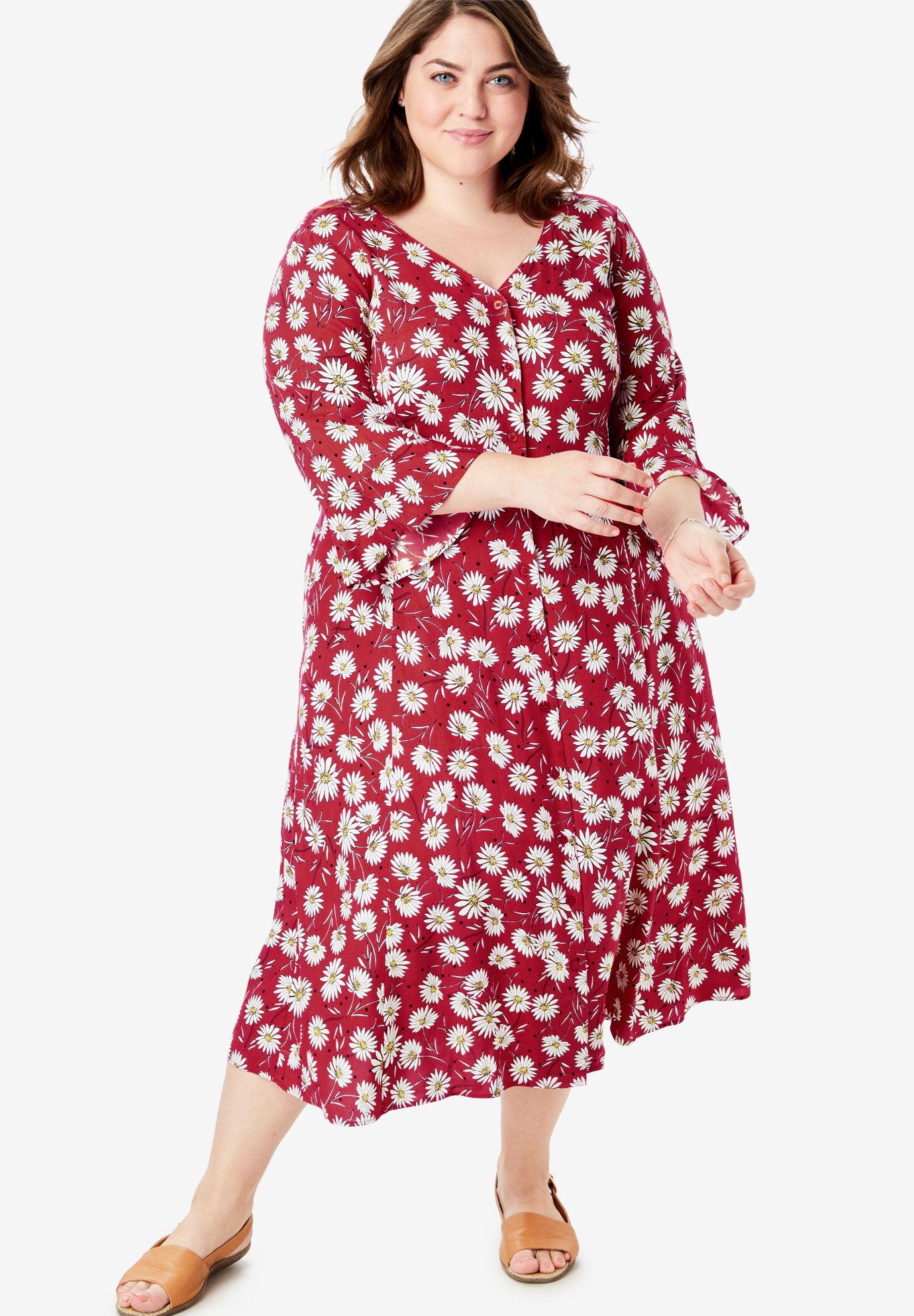 ruffled v neck gown