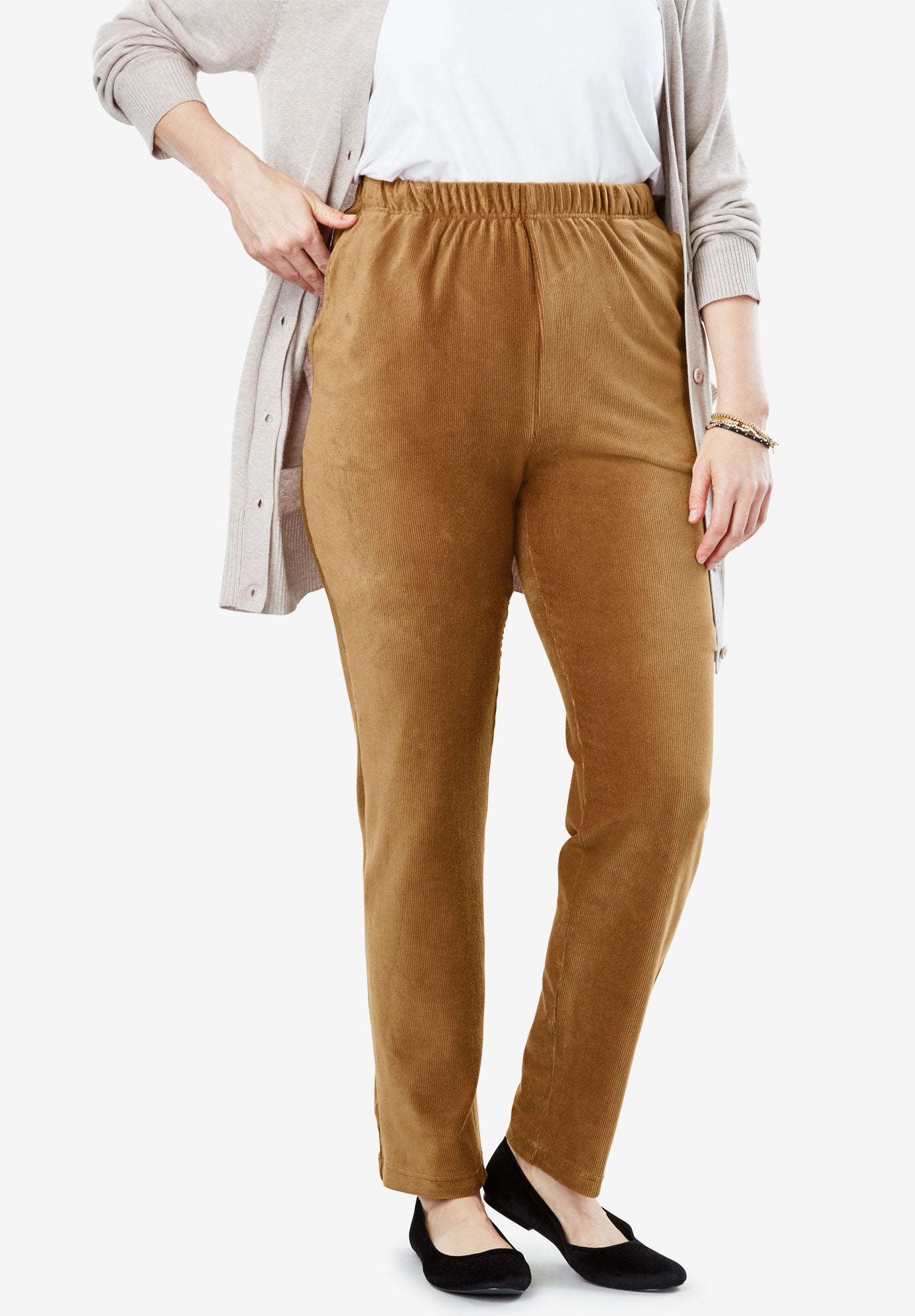 green ribbed pants