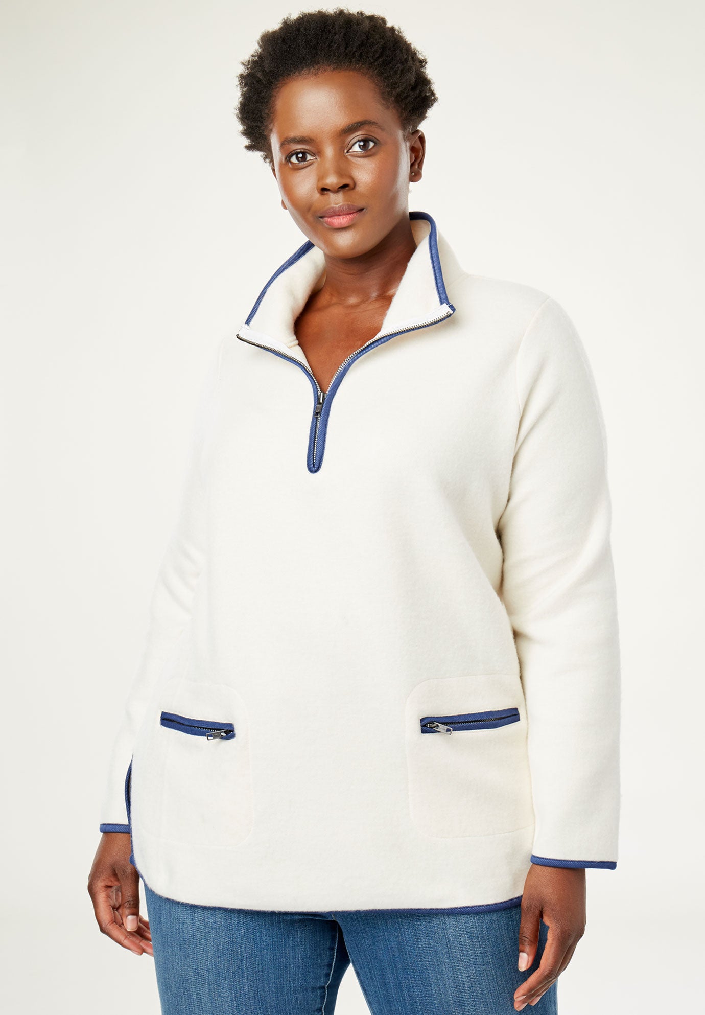 Quarter-Zip Microfleece Mock Neck Sweatshirt | Plus Size Jackets & Hoodies | Full Beauty