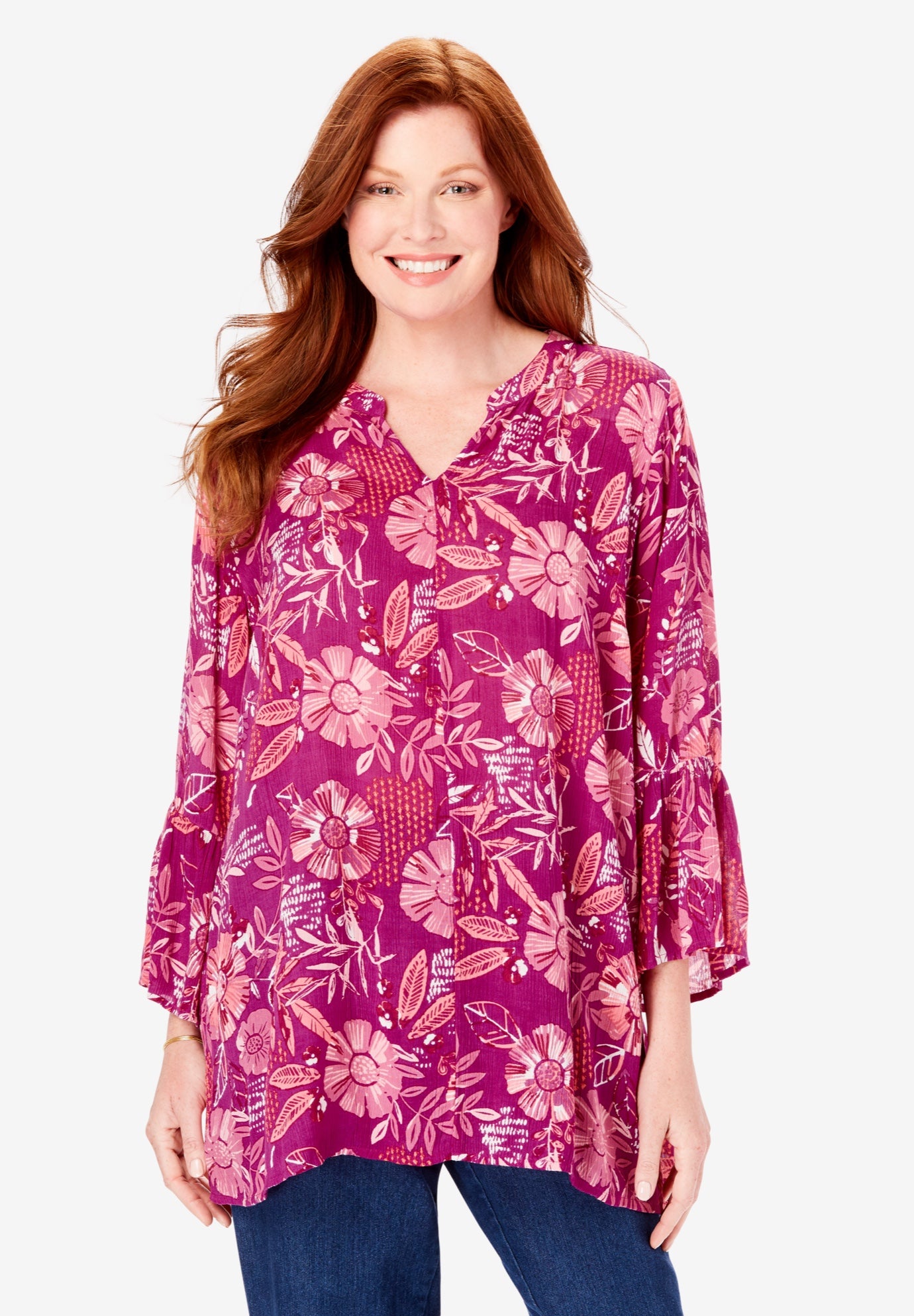 Gauze Bell Sleeve Blouse Fullbeauty Outlet