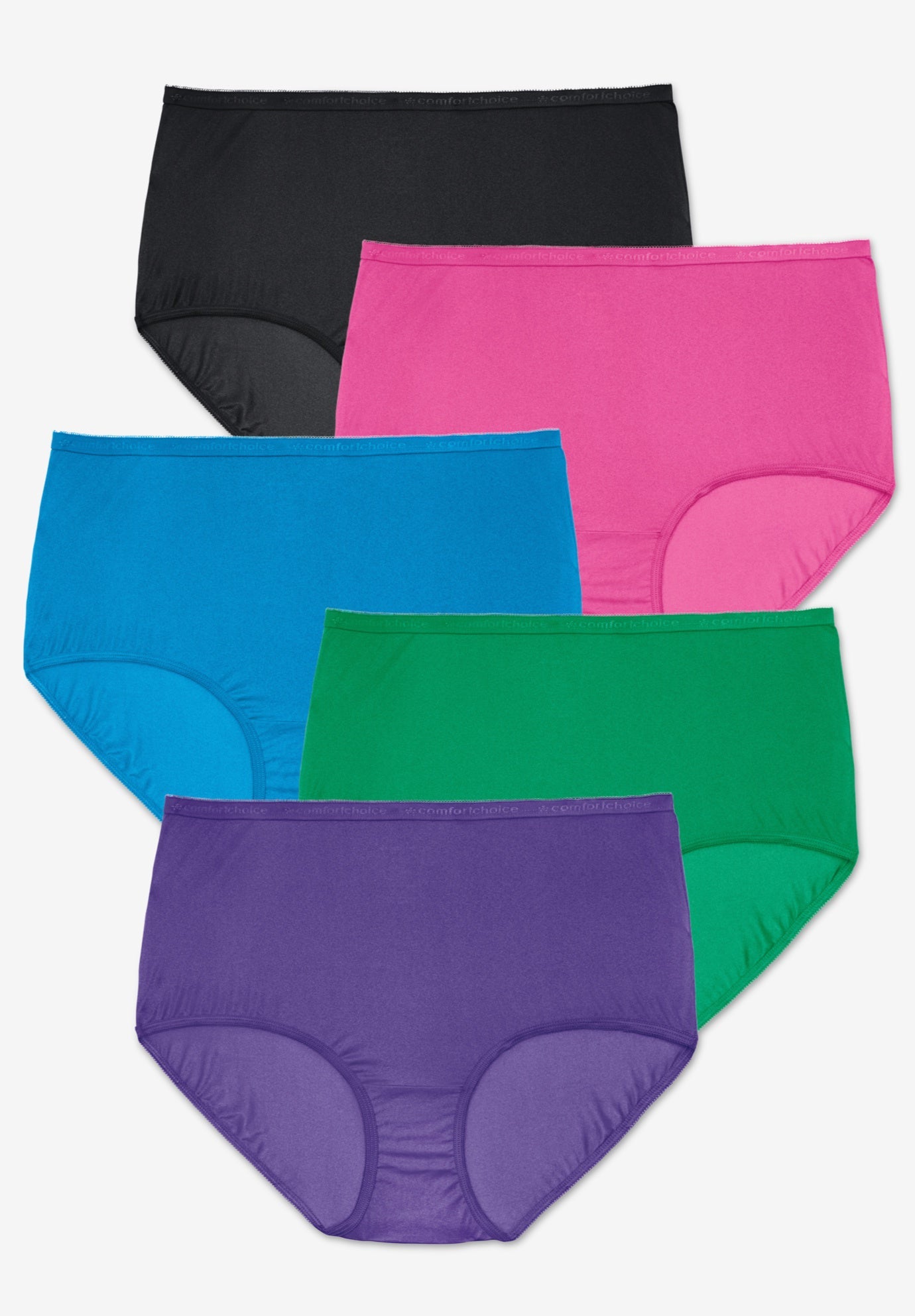 5Pack Nylon FullCut Brief by Comfort Choice® Plus Size Nylon Panties