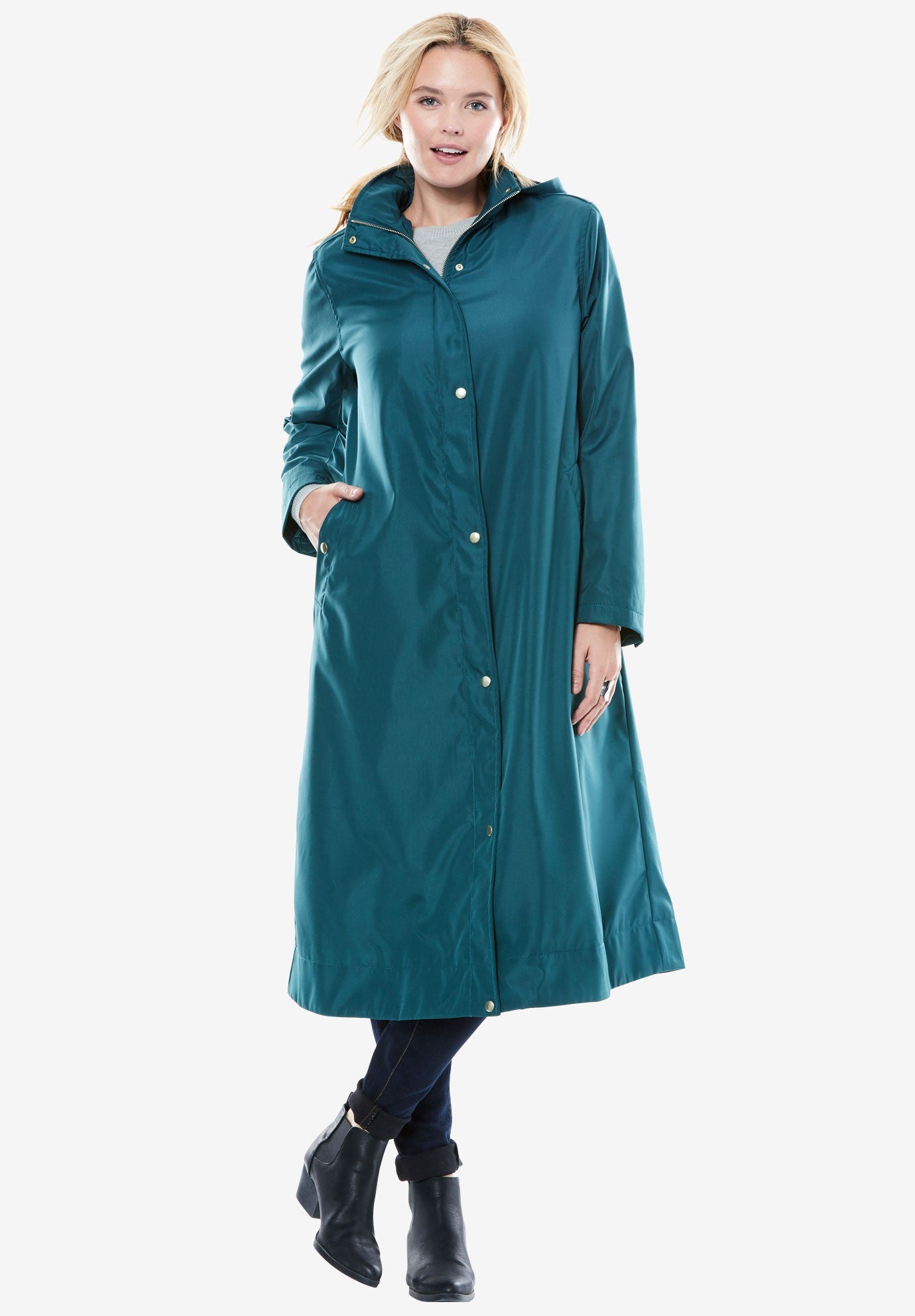 Water repellent long raincoat Plus Size Rainwear and Trenchcoats