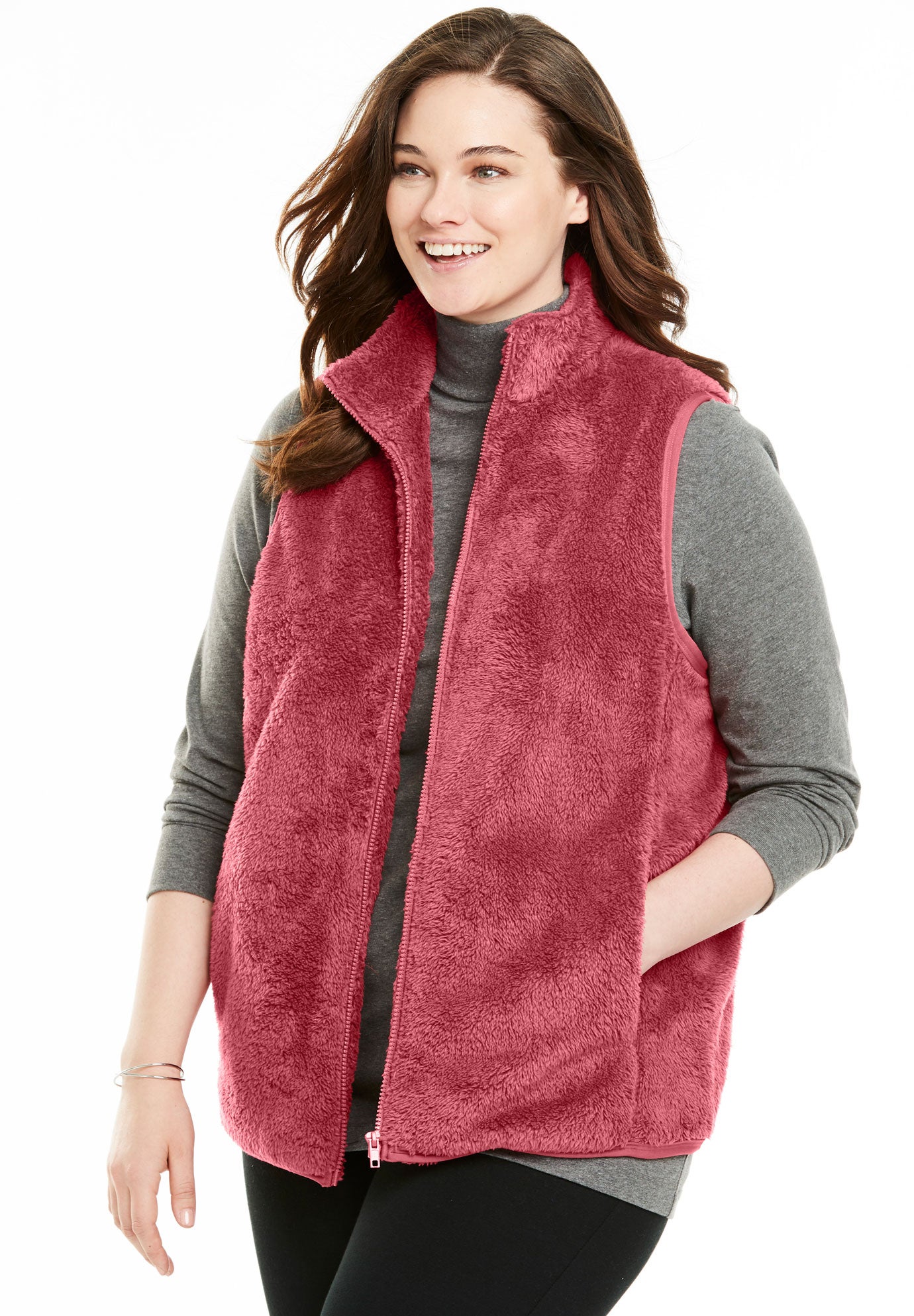 Fluffy Fleece Vest Plus Size Jackets & Blazers Full Beauty