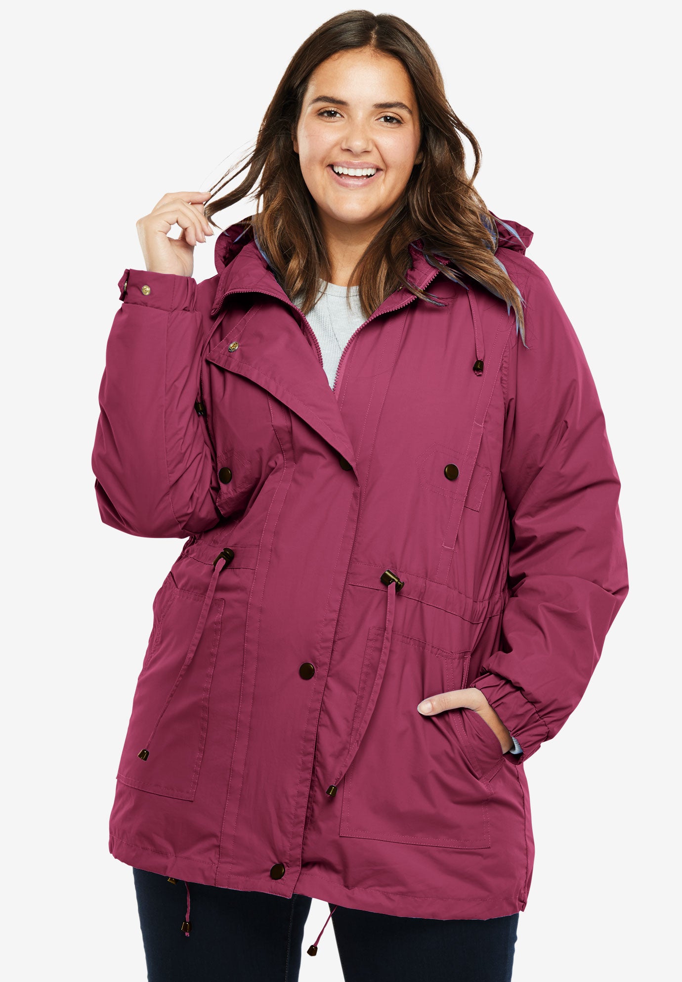 FleeceLined Taslon® Anorak Plus Size Coats Fullbeauty