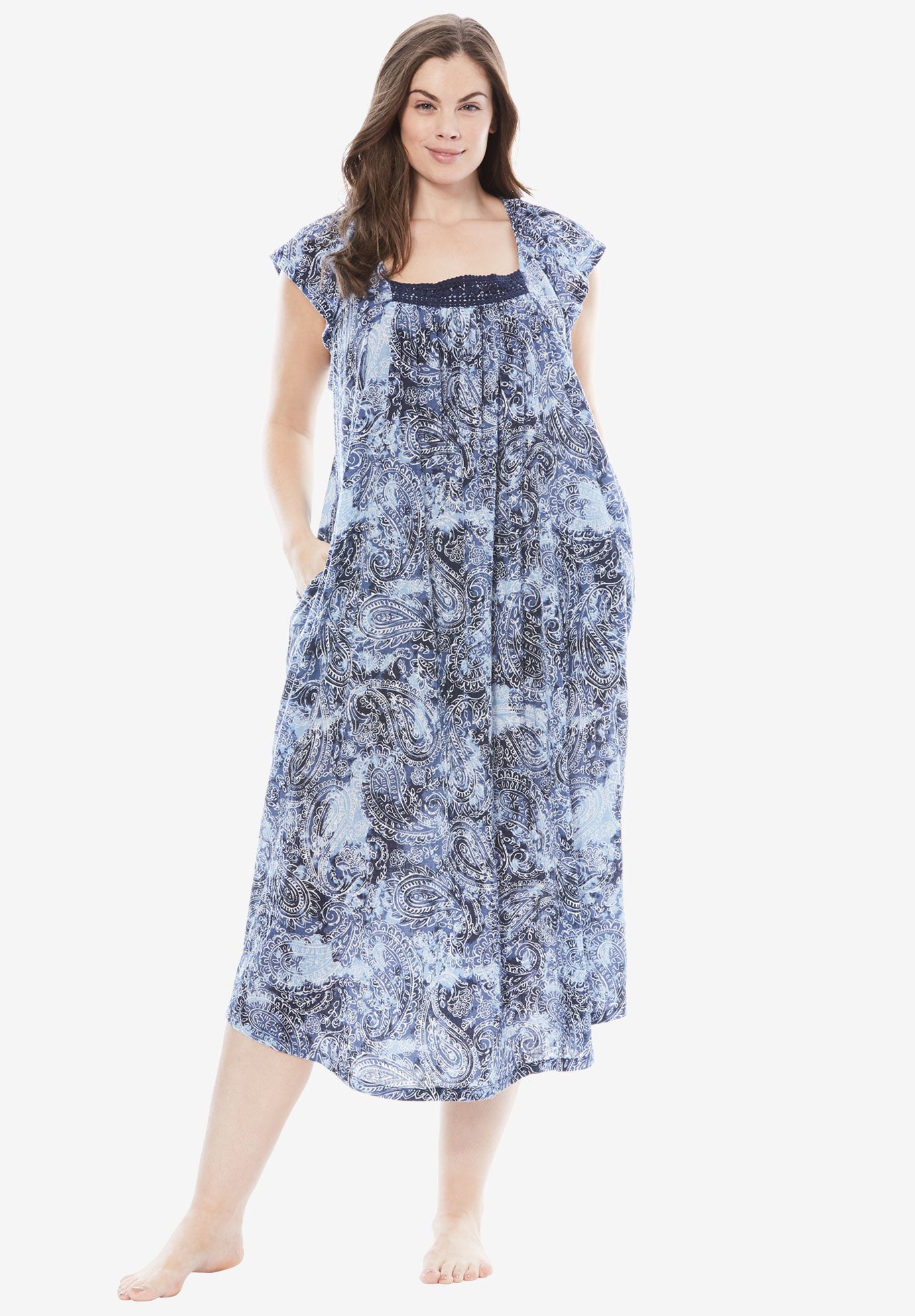 Whisperweight Gauze Nightgown by Dreams & Co.® Plus Size Sleepwear