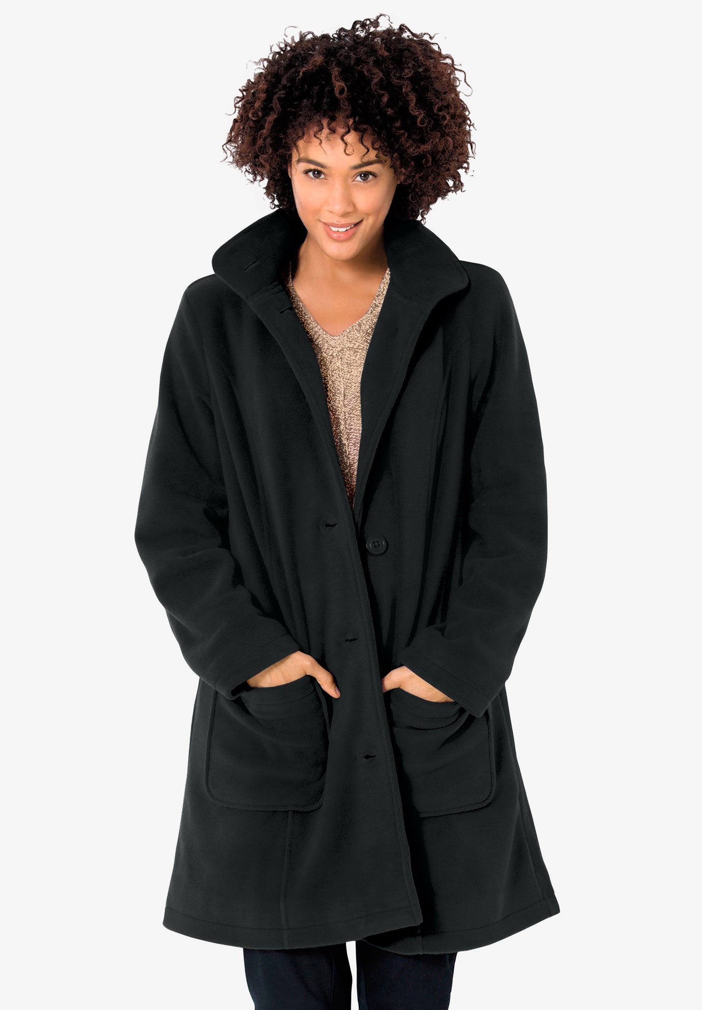fleece swing coat plus size