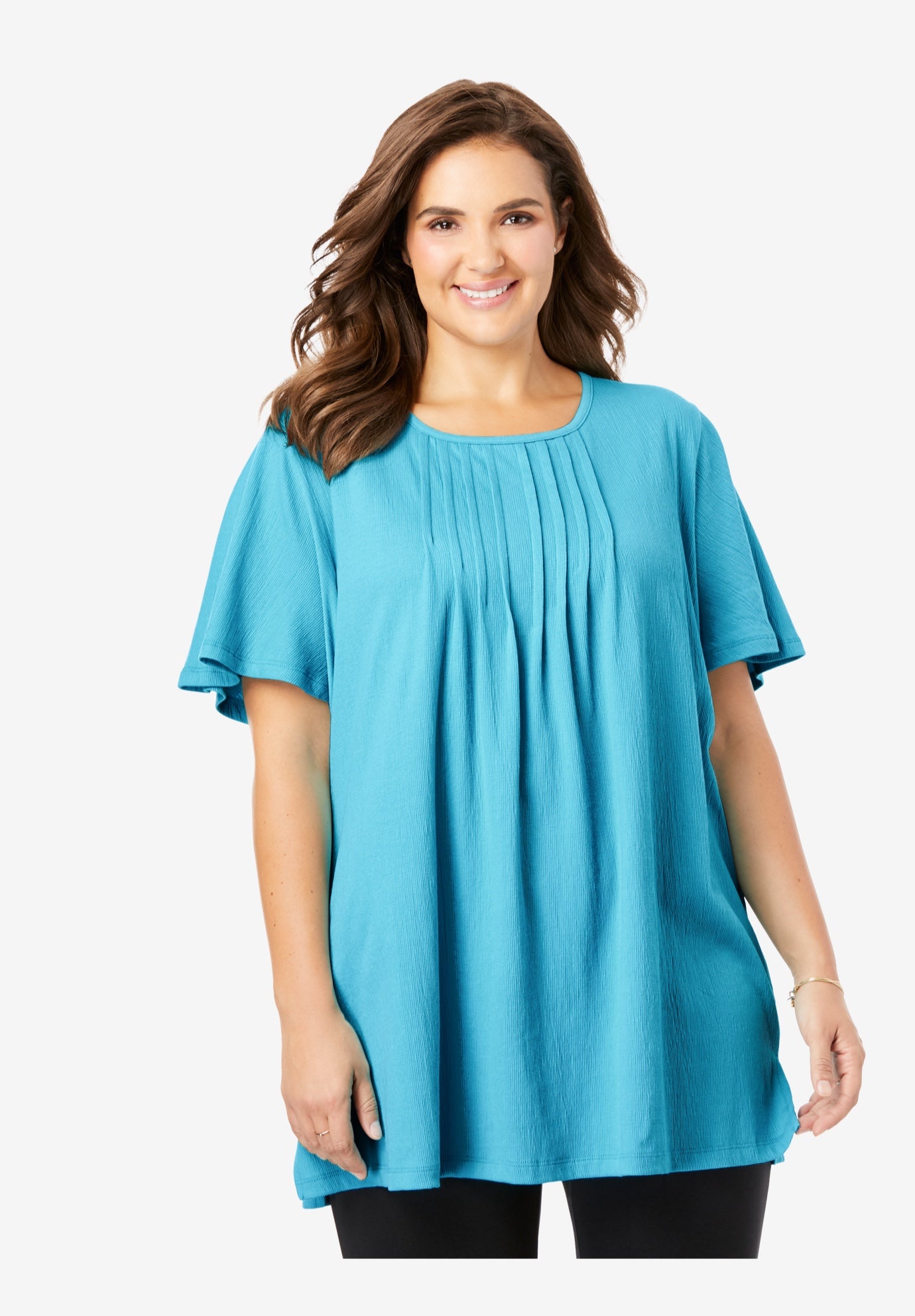 PleatFront Gauze Tunic Plus Size 30 Inches Long Fullbeauty