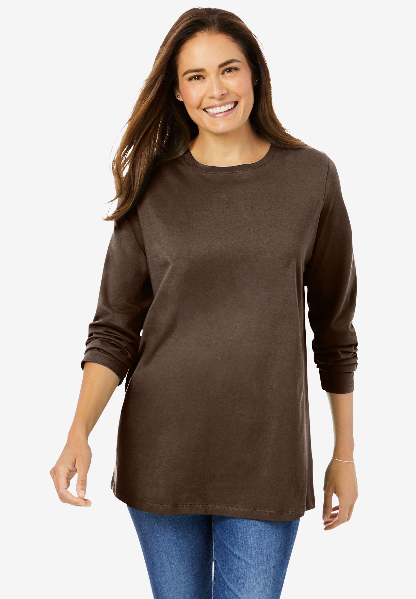 Perfect Long-Sleeve Crewneck Tee | Fullbeauty Outlet