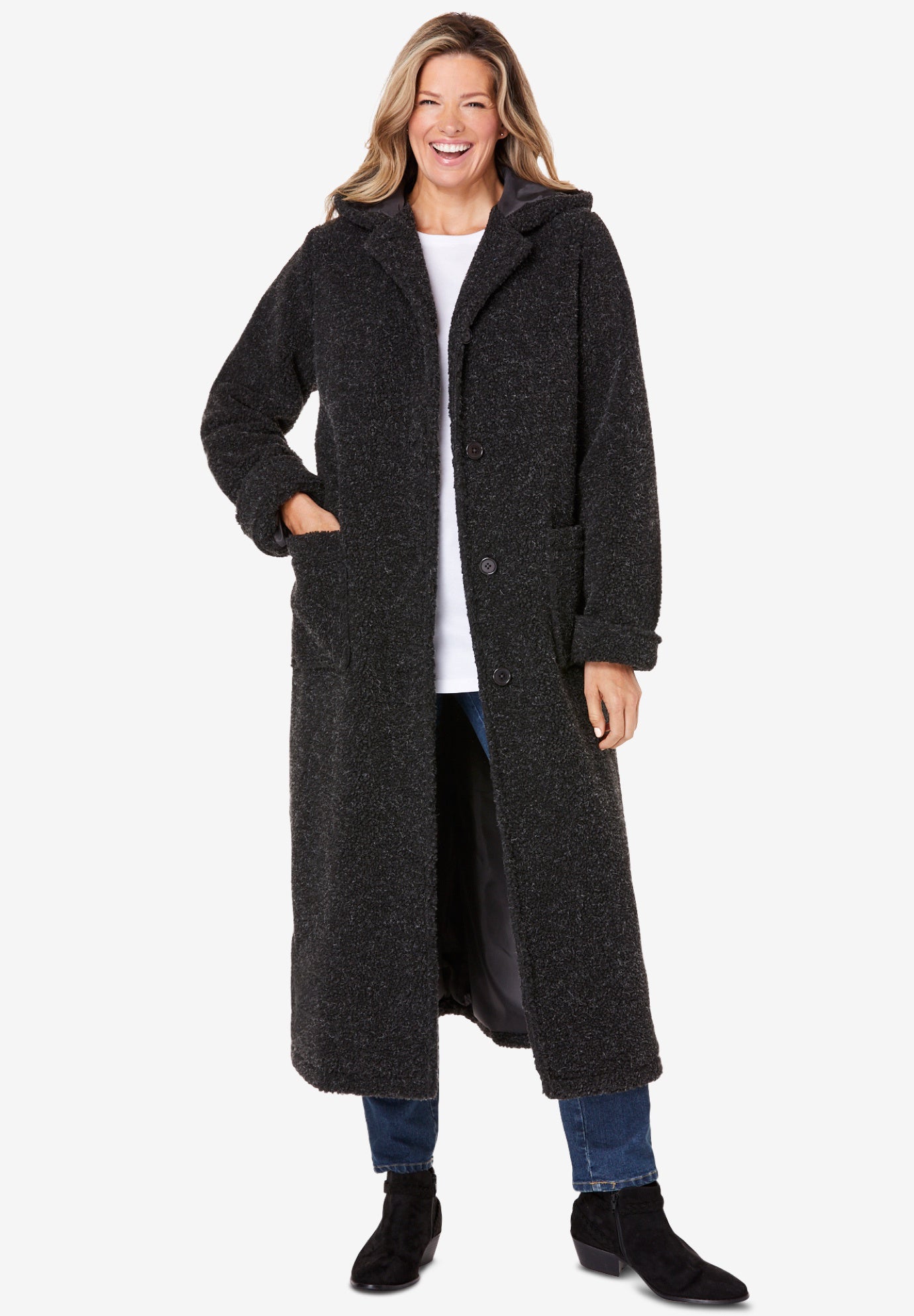 Long Hooded Berber Fleece Coat Plus SizeWinter Coats Fullbeauty