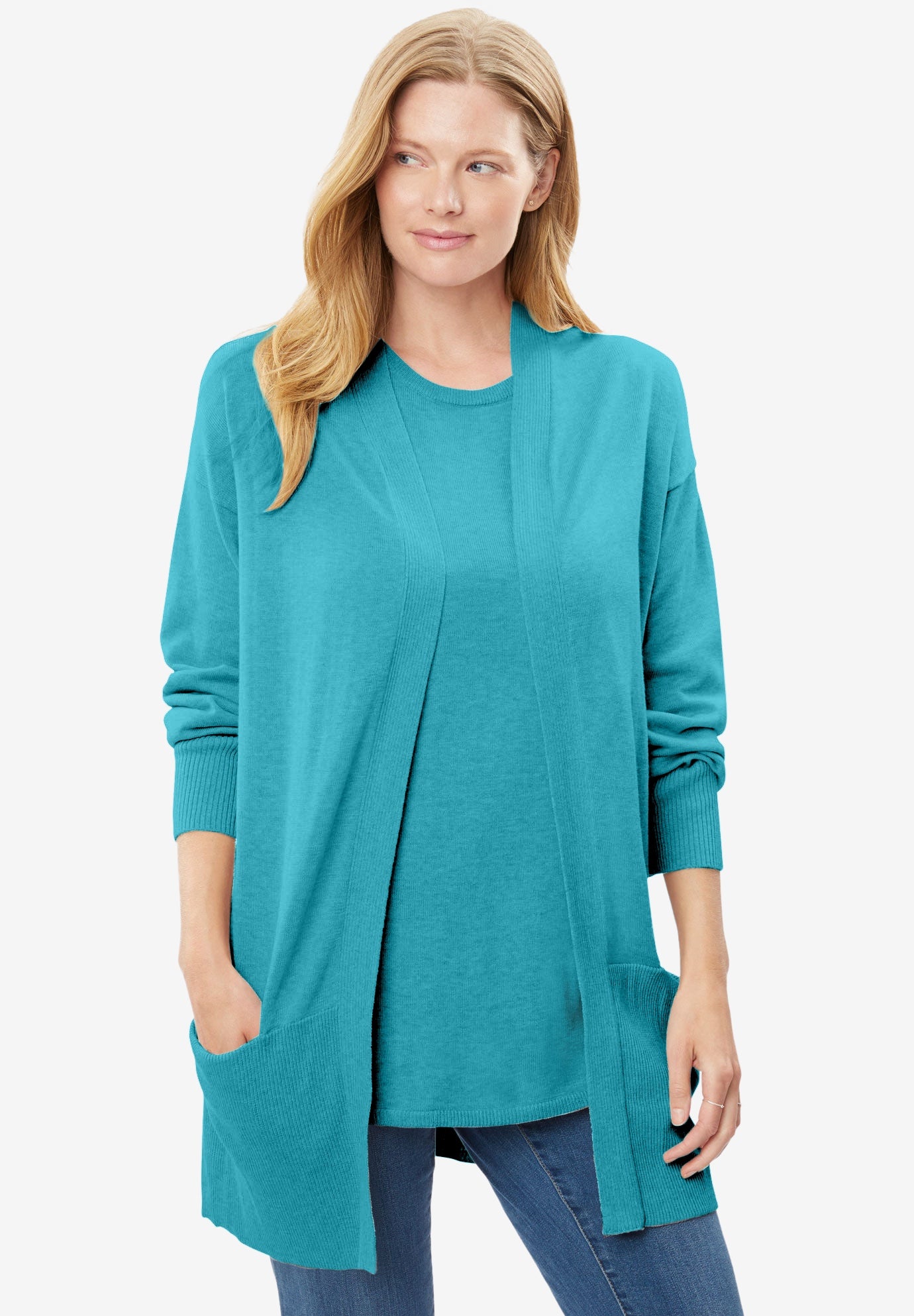 Fine Gauge Open Front Cardigan Plus Size Cardigans Fullbeauty