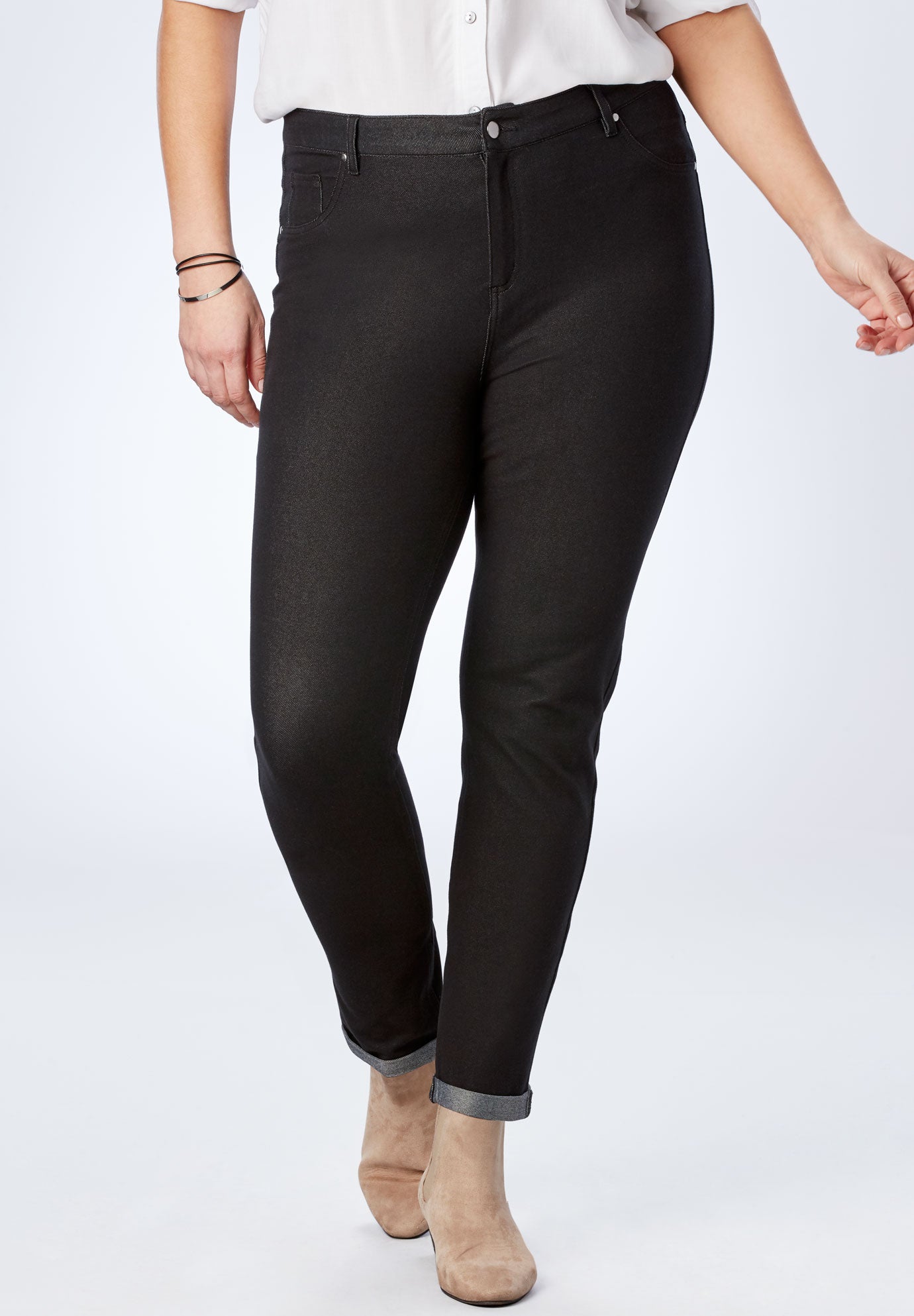 Knit Denim Cuff Pant Plus Size Pants Full Beauty