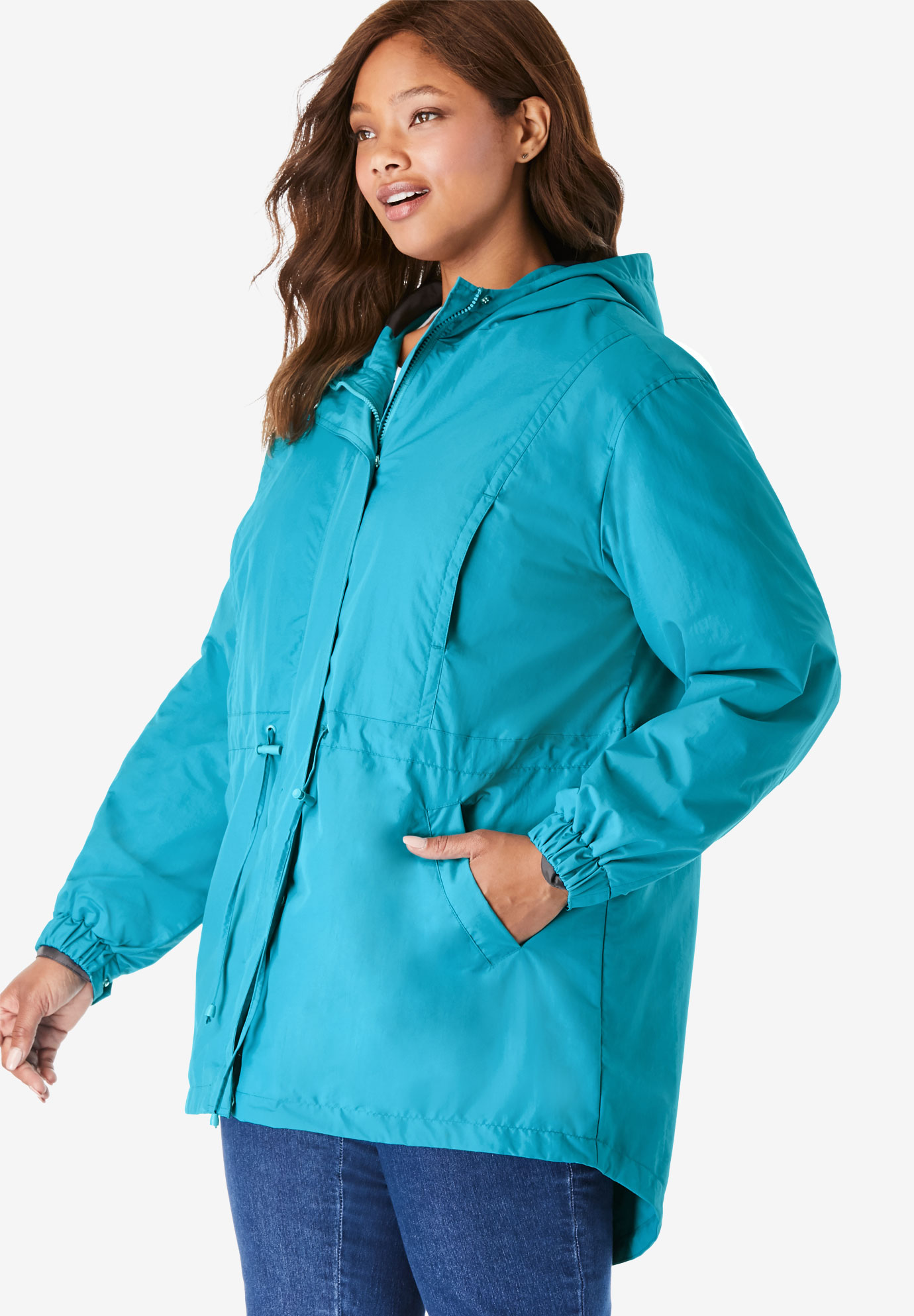 High-Low Hooded Taslon® Jacket | Fullbeauty Outlet