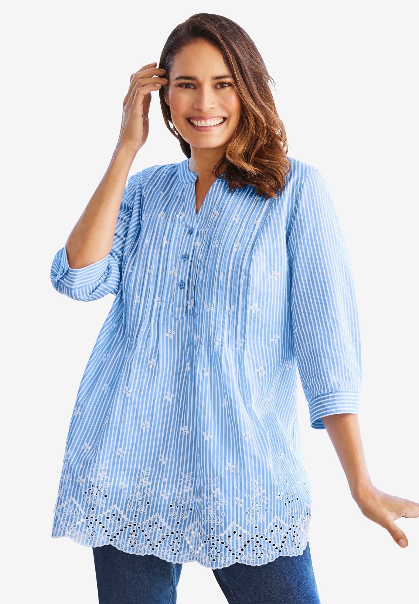 Embroidered Cotton Tunic | Fullbeauty Outlet