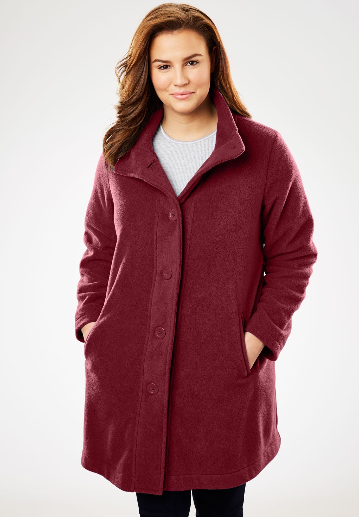 Fleece Swing FunnelNeck Jacket Plus Size Coats Full Beauty