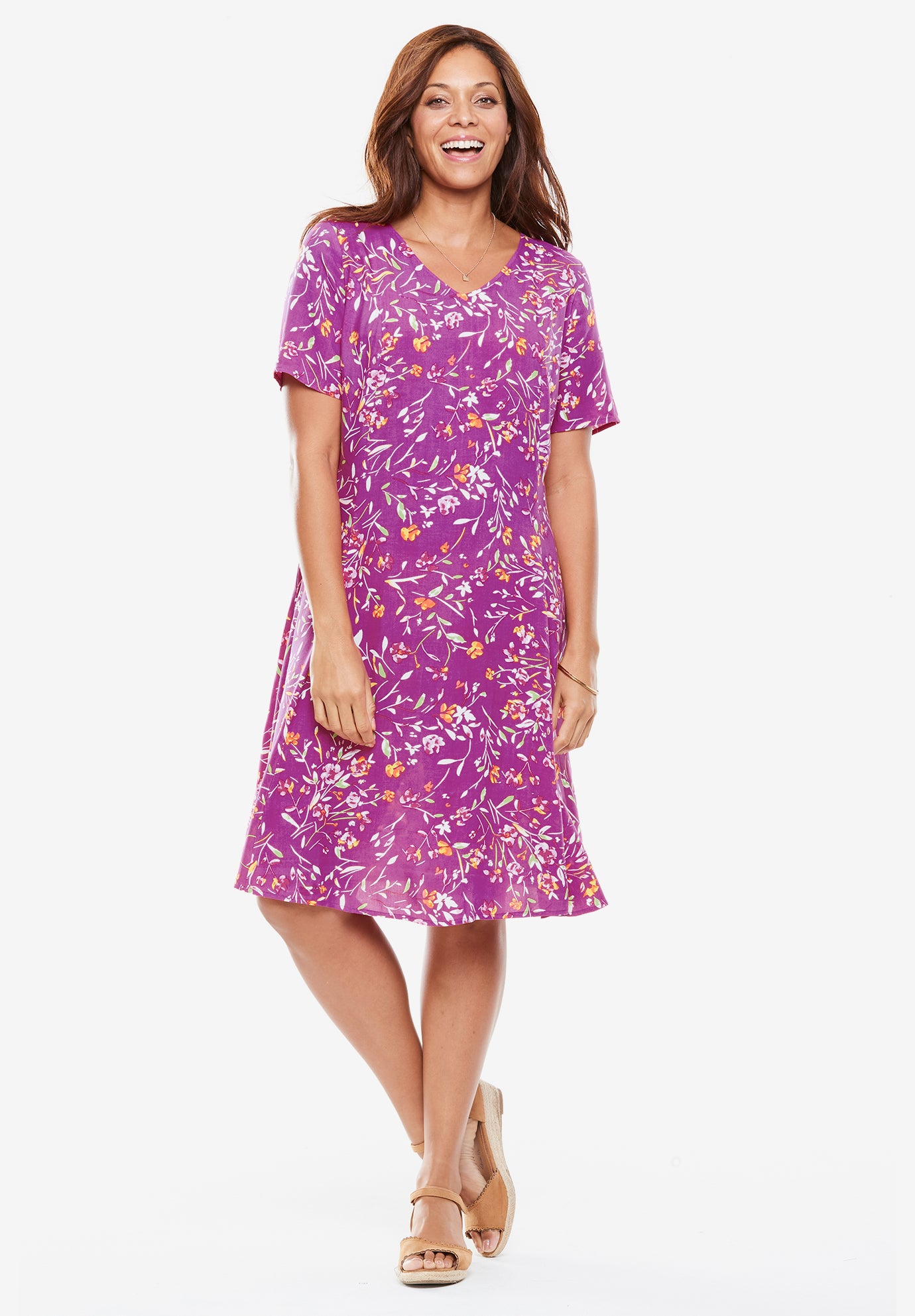 ShortSleeve VNeck Rayon Dress Fullbeauty Outlet