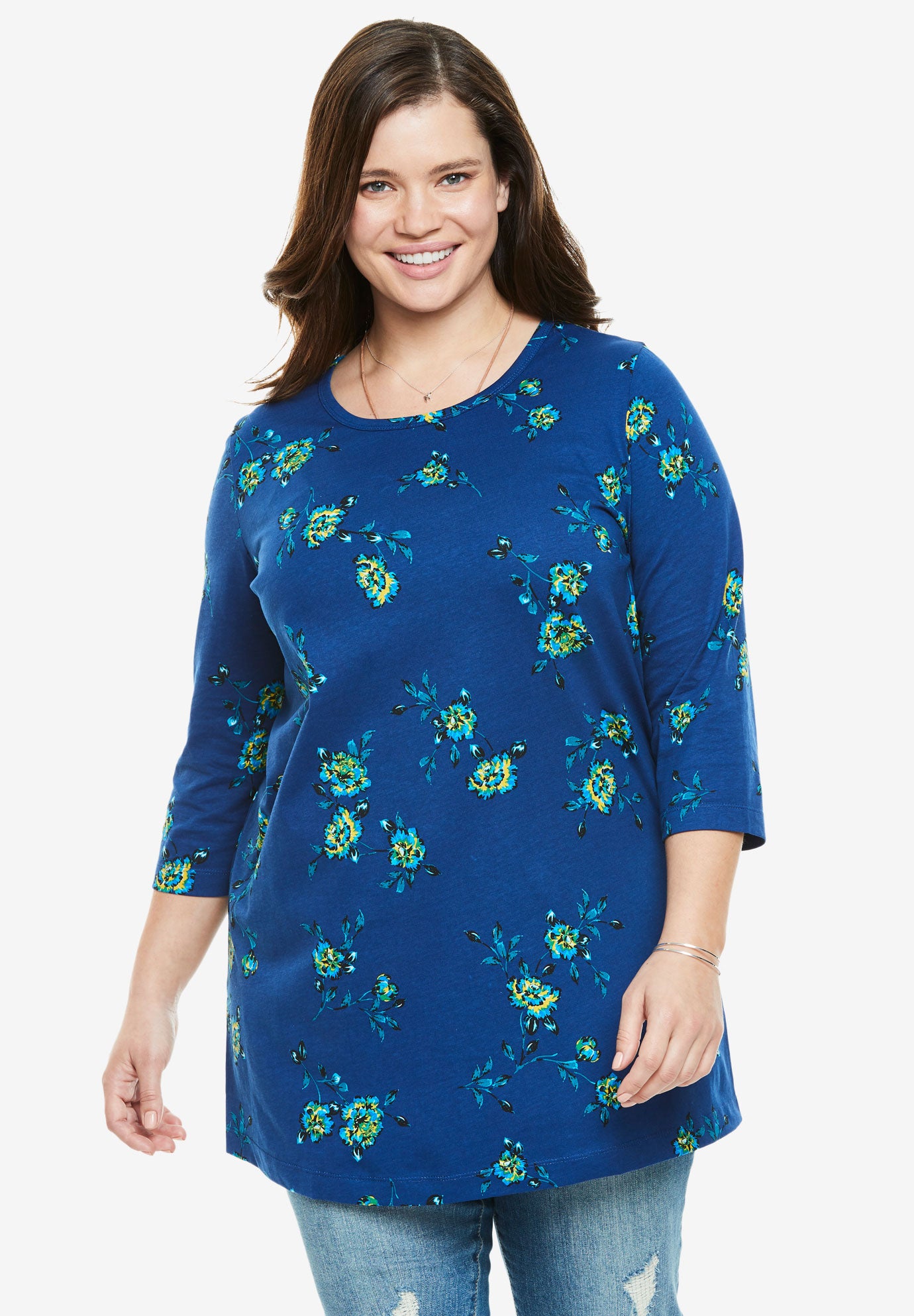Perfect Printed Three-Quarter Sleeve Tunic | Plus Size Tunics | Full Beauty