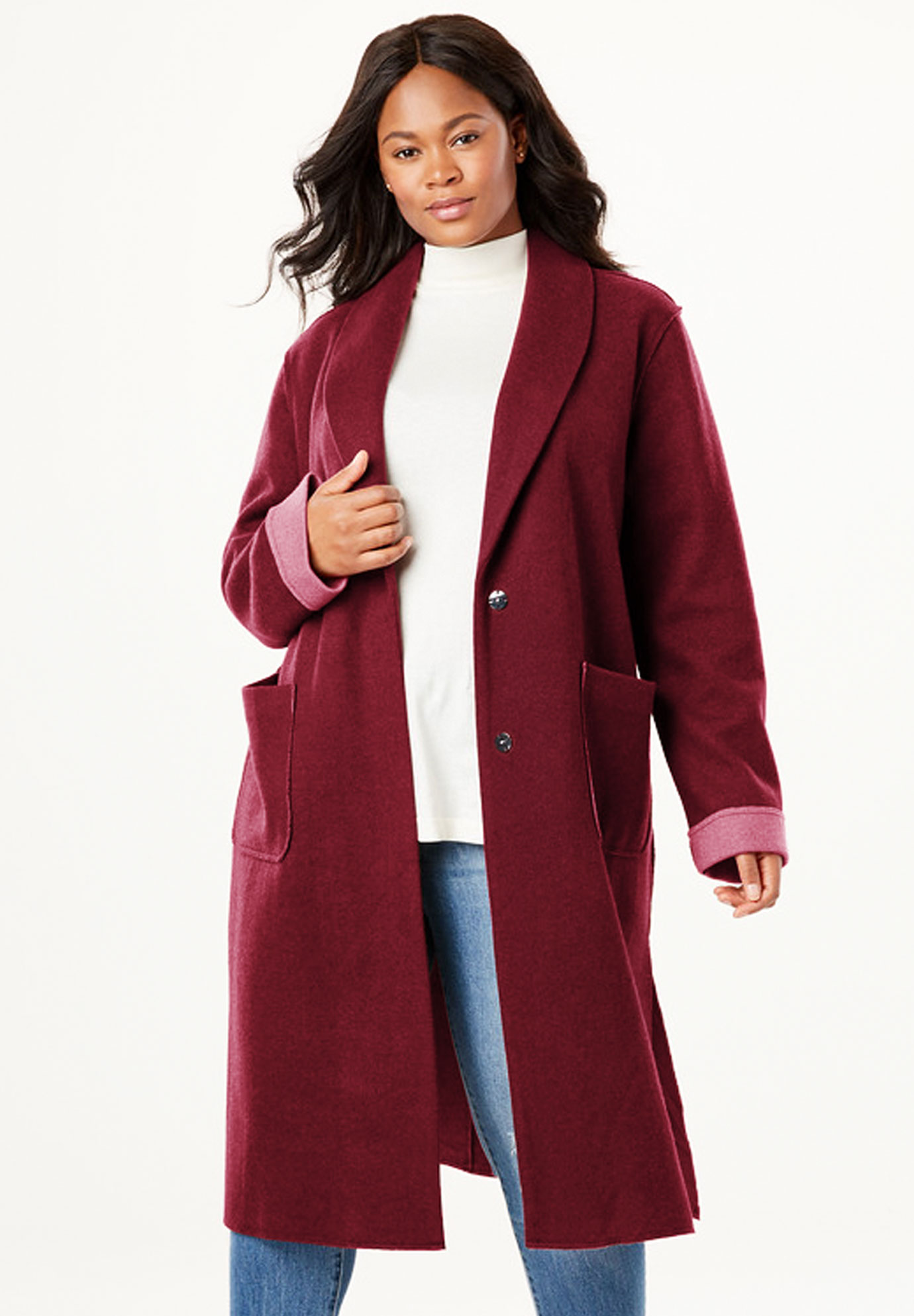 Lightweight Wool Double-Faced Coat| Plus Size Coats | Full Beauty