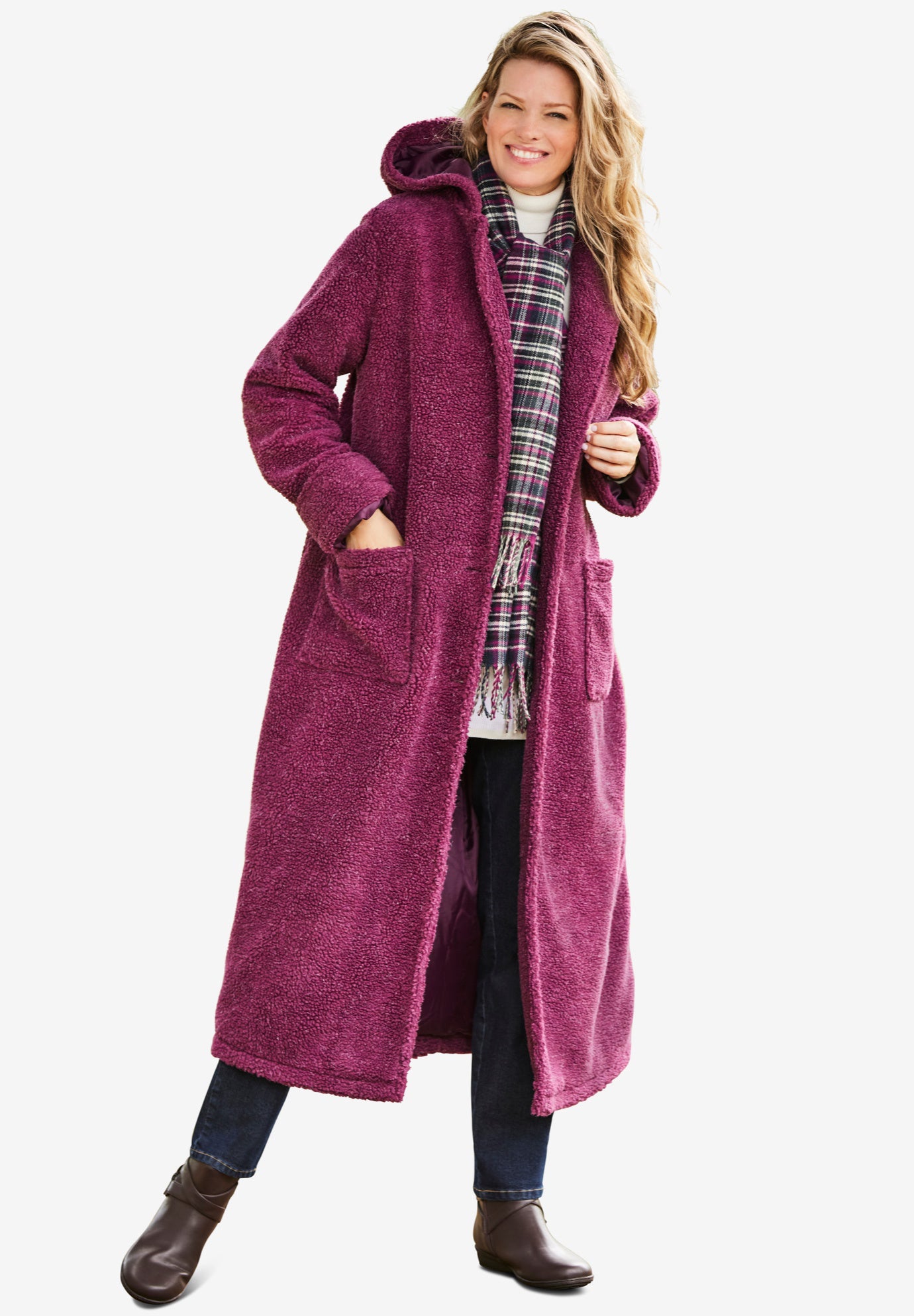 Long fleece coat clearance
