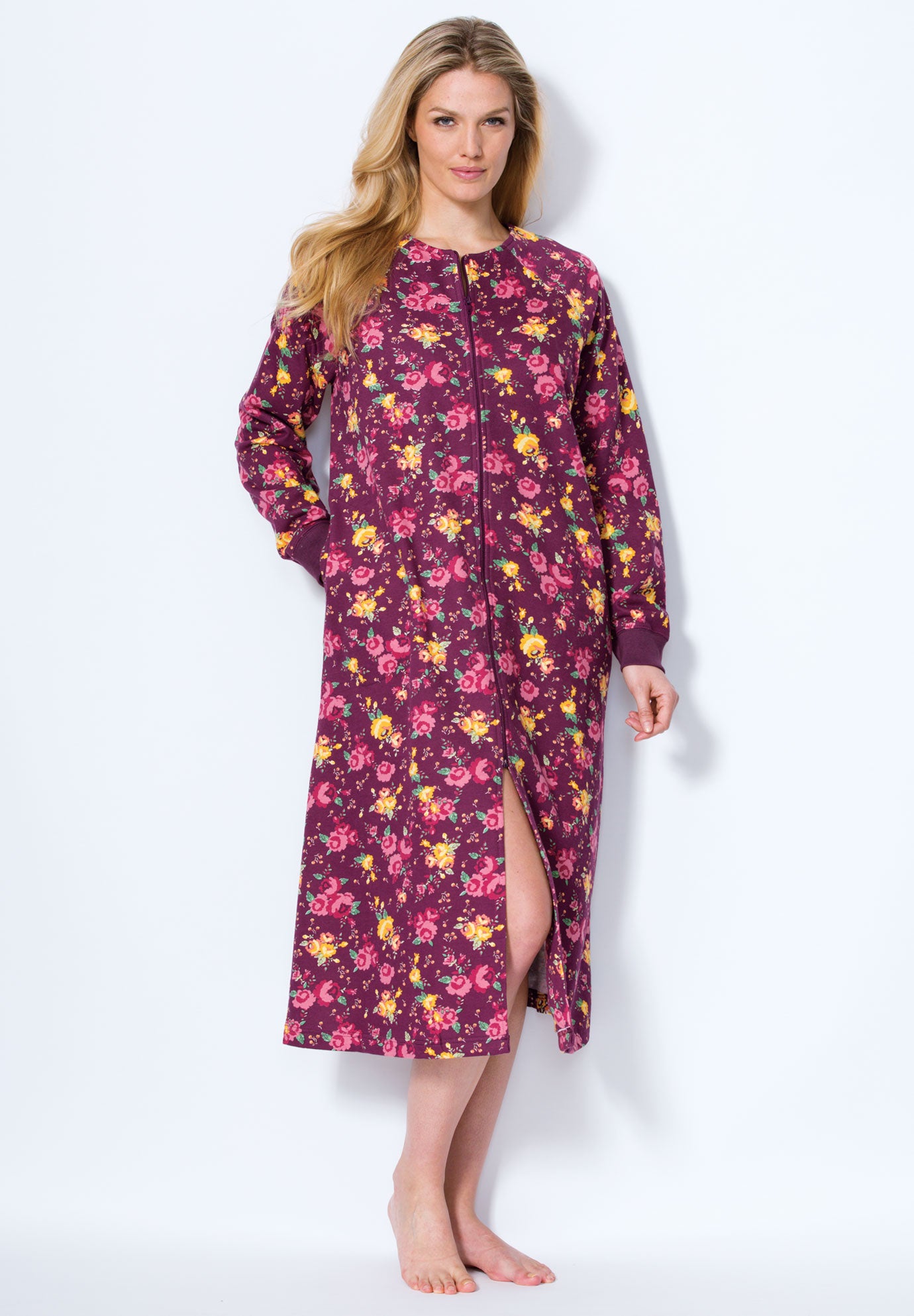 Short Printed Fleece Robe by Dreams & Co.® Fullbeauty Outlet