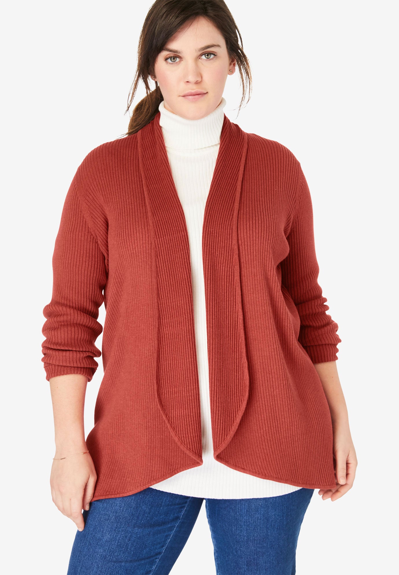 button front rib knit cardigan with camisole