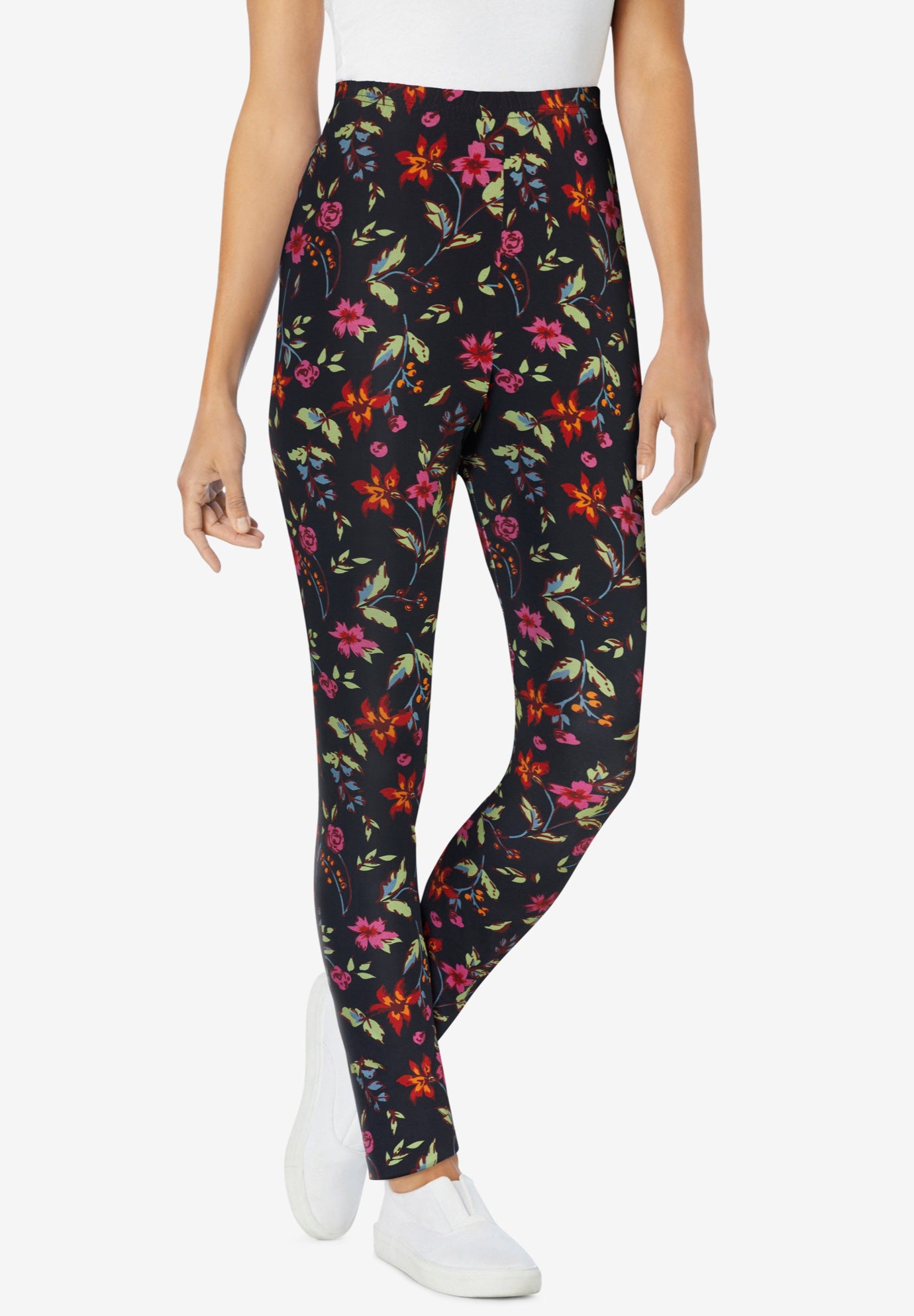 Stretch Cotton Printed Legging Plus Size Bottoms Full Beauty
