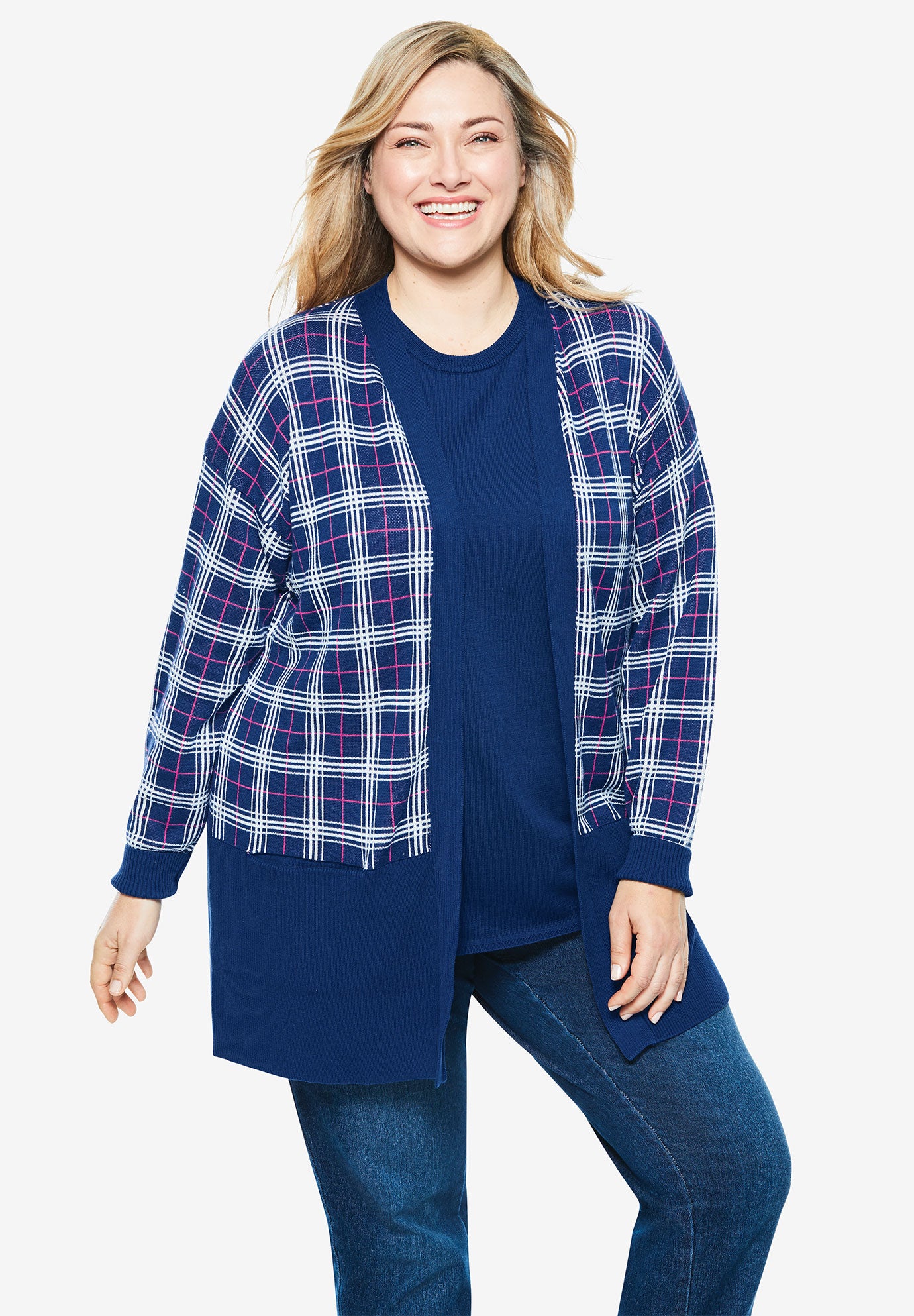 Fine Gauge Open Front Cardigan| Plus Size Sweaters & Cardigans | Fullbeauty