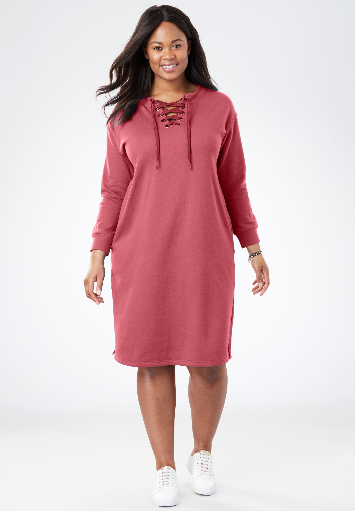 LaceUp Front Fleece Dress Plus Size Dresses Full Beauty